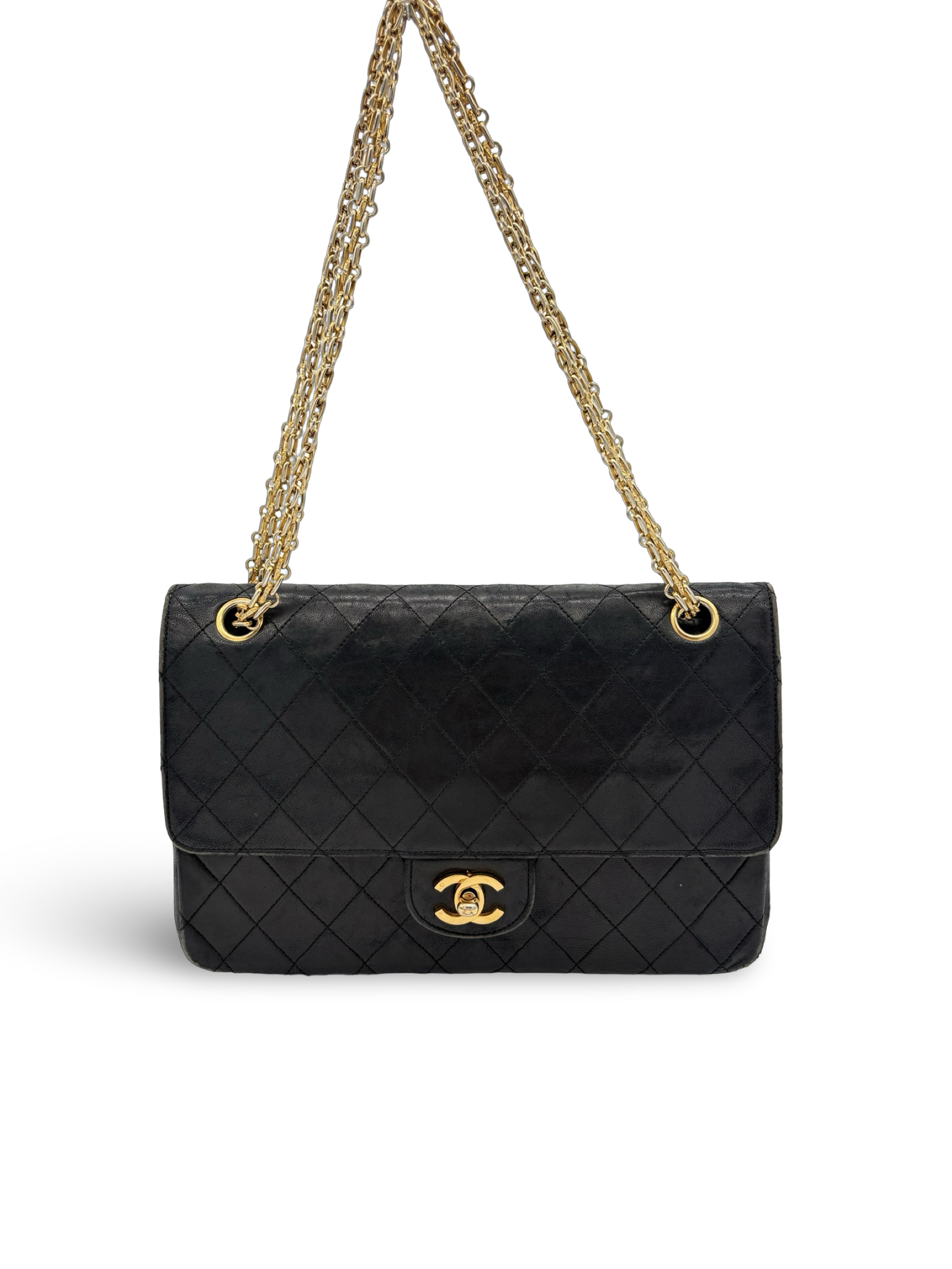 Chanel Double Flap Black Lambskin Classic Shoulder / Handbag