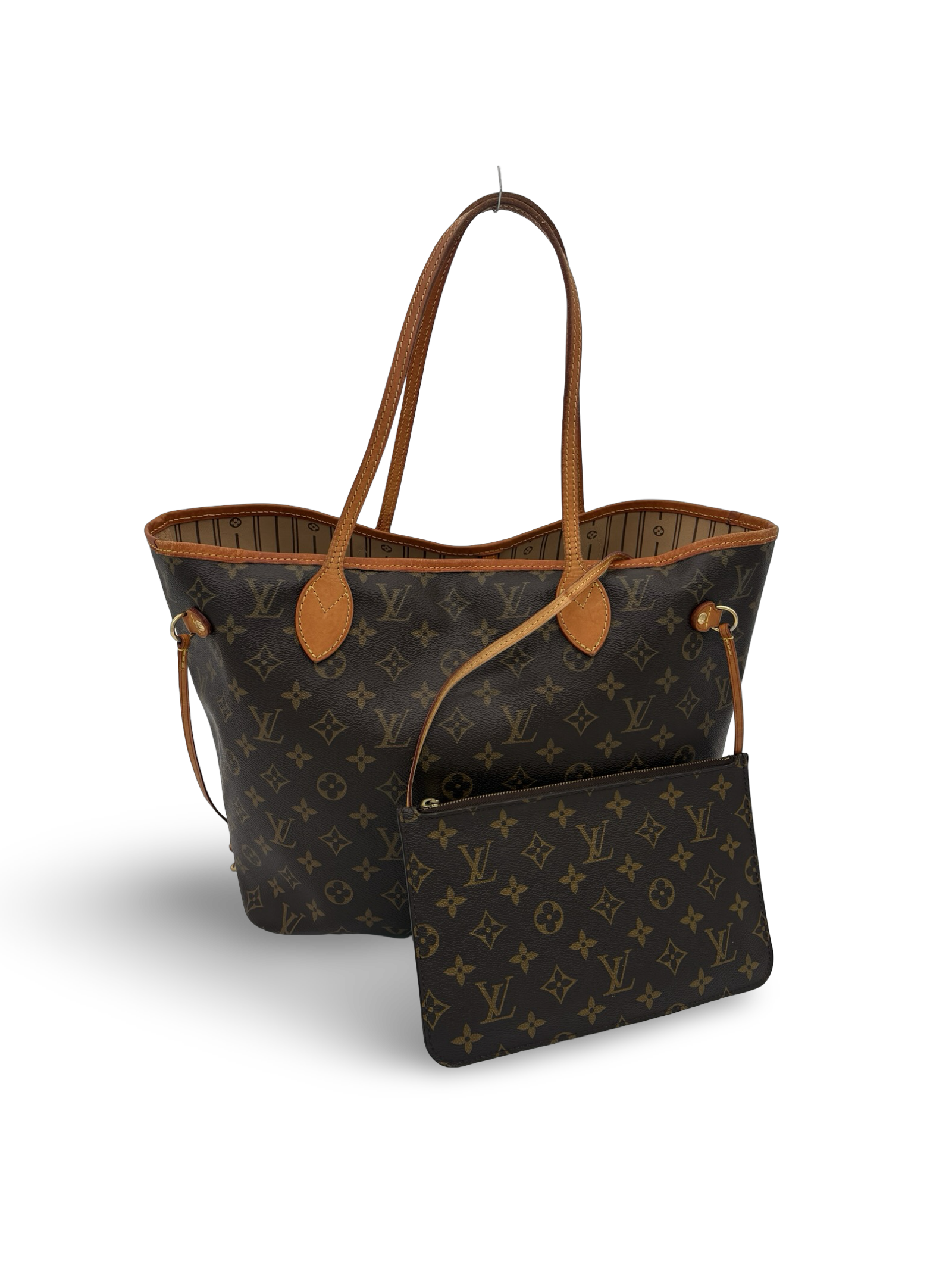 Louis Vuitton Neverfull MM Tote Bag Brown Monogram Canvas With Pouch