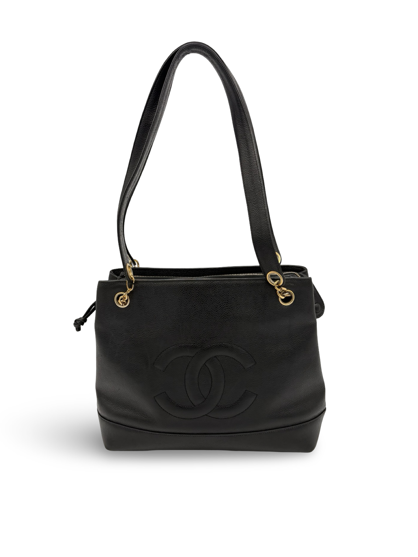Chanel CC Caviar Black Chain Tote / Shoulder Bag