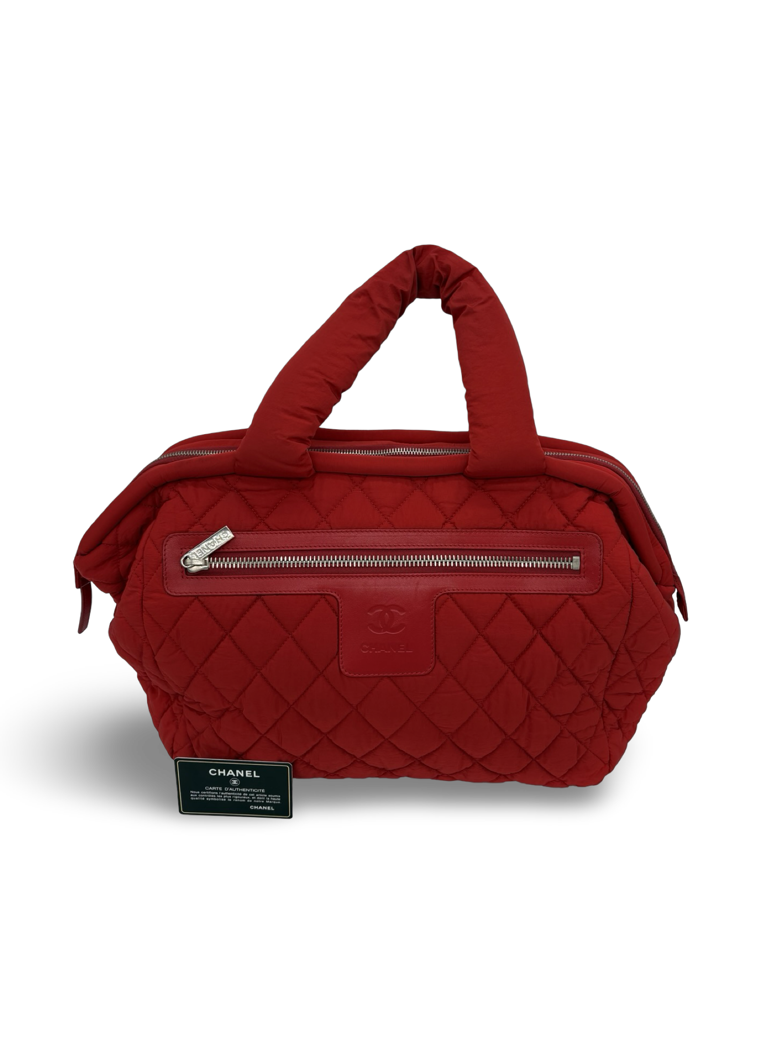 Chanel Red Medium Quilted Nylon Coco Cocoon Tote Handbag