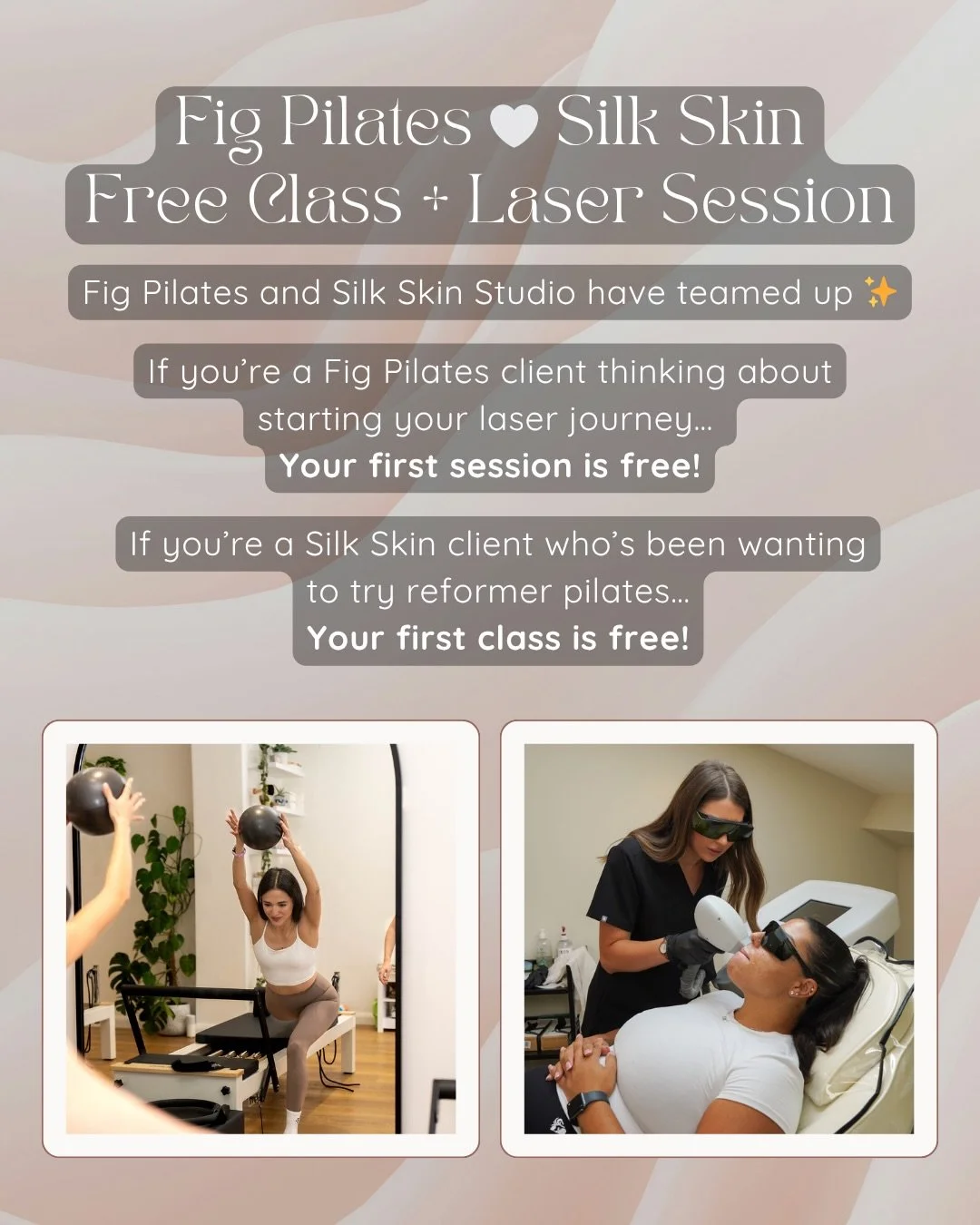 Fig Pilates 🤍 Silk Skin Studio

A little gift from us 🎁
Enjoy your complimentary laser session + reformer pilates class.

Swipe through for all the details.

Visit figpilates.co.uk for more information.

#figpilates #silkskinstudio #weybridgepilate