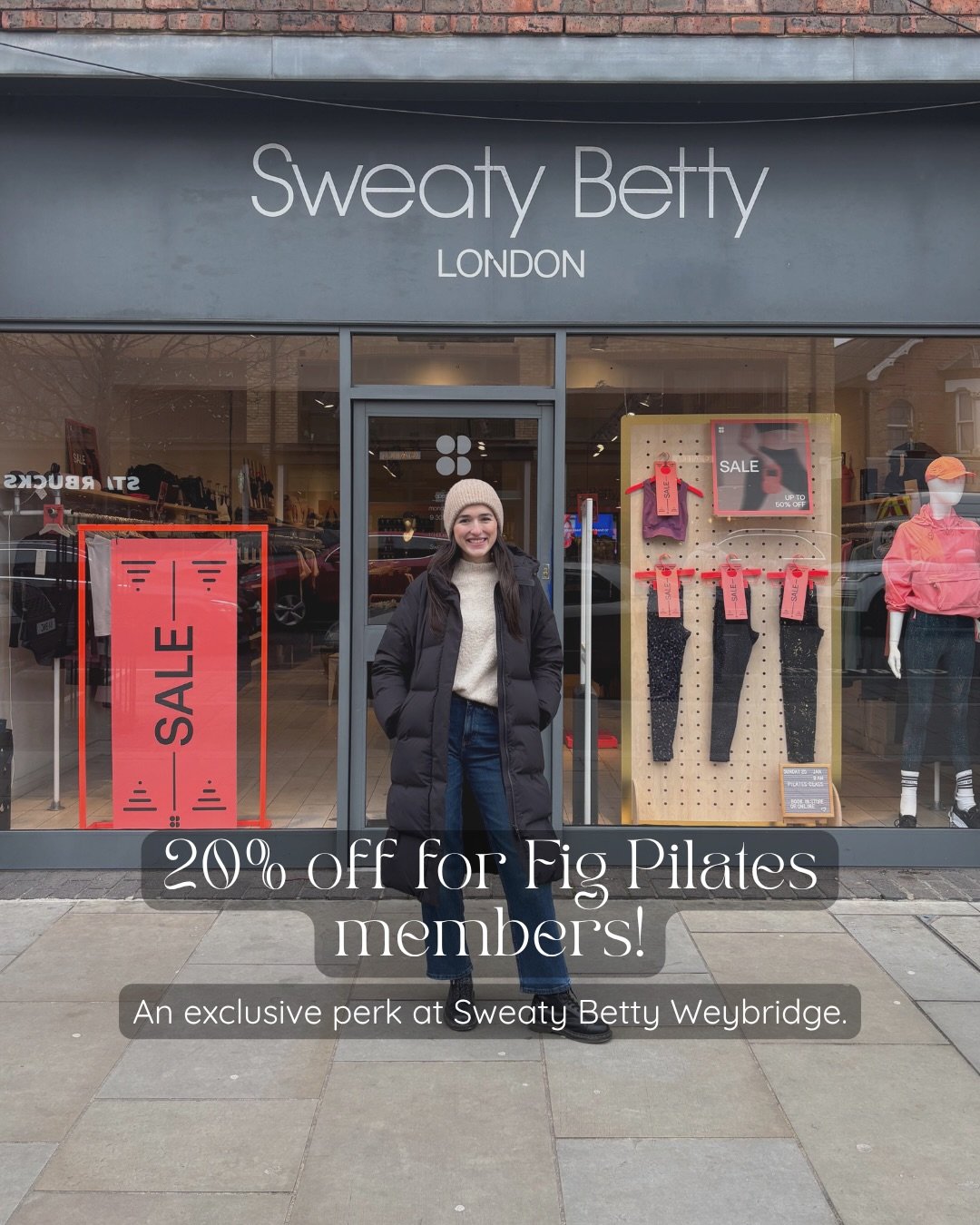 If you have a class pack or membership with us, you can shop at Sweaty Betty Weybridge with 20% off 🙌 Just show your Fig Pilates account in store at the Weybridge location ✨

Check figpilates.co.uk/perks for more info.

#figpilates #sweatybetty #swe
