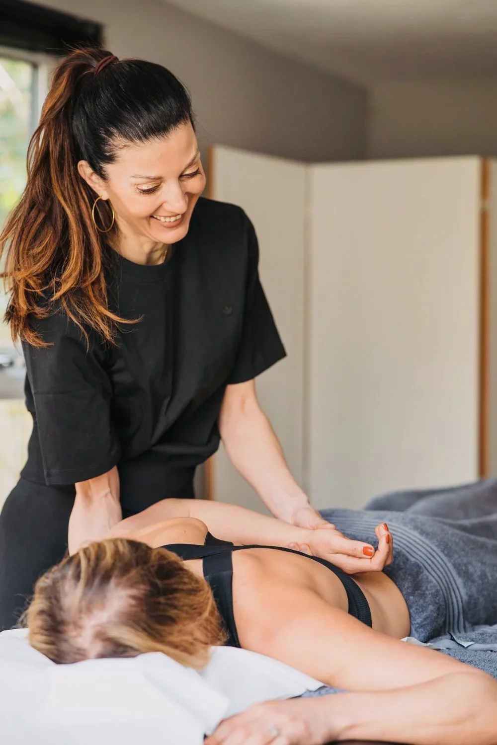 a woman giving a massage