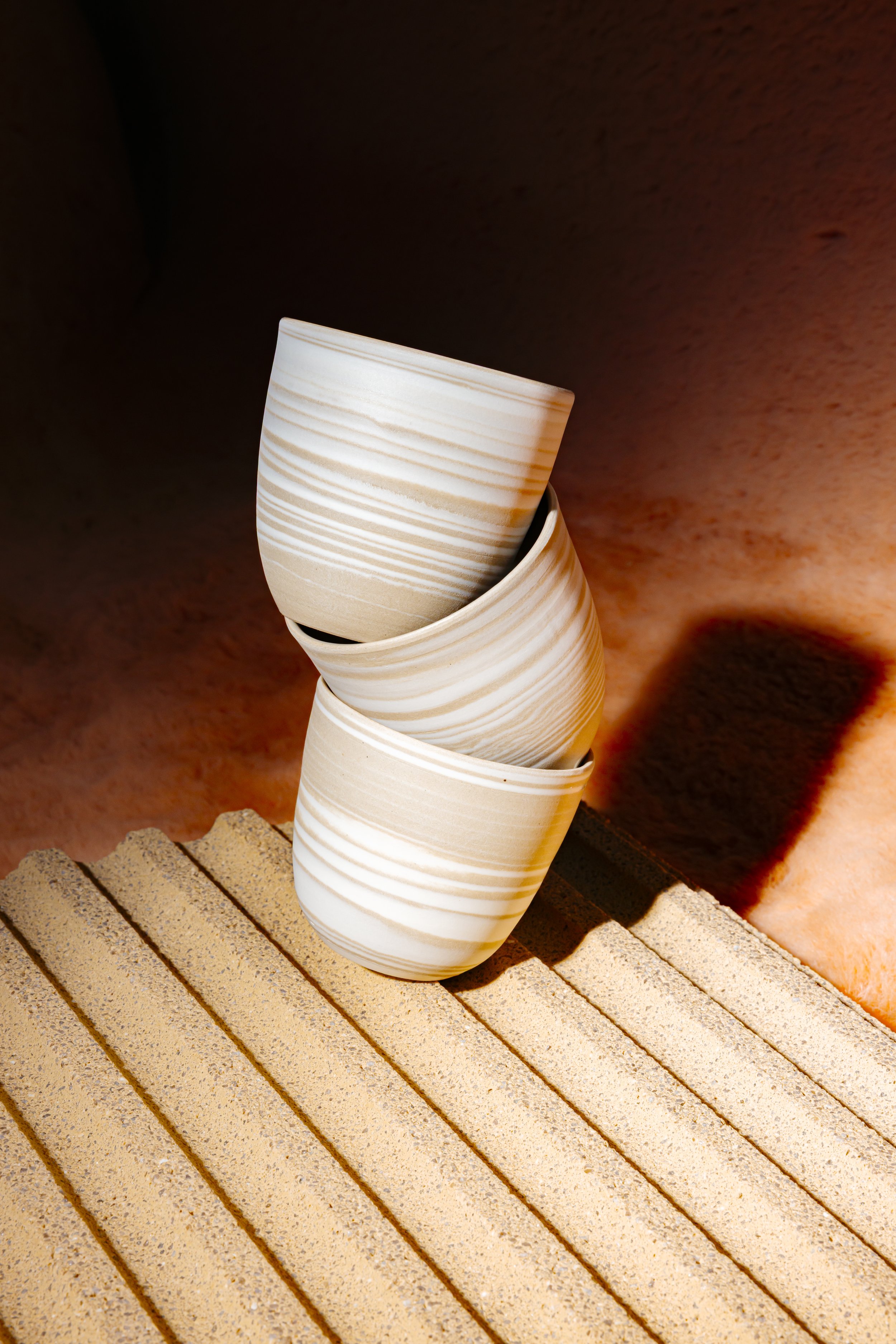 Tasse «Marmor» weiss/beige