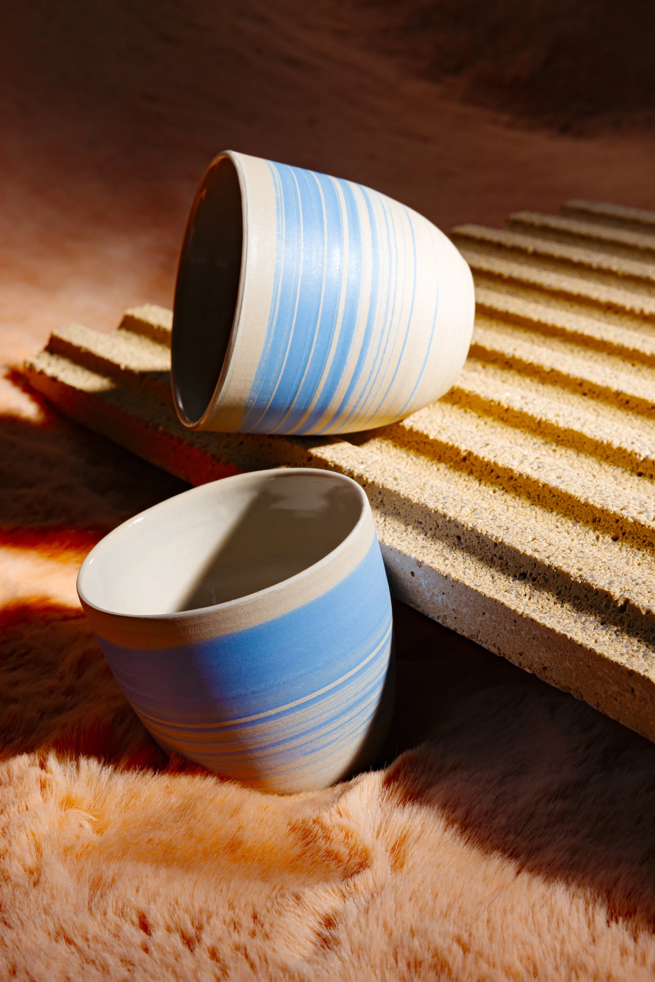 Tasse «Marmor» blau/beige