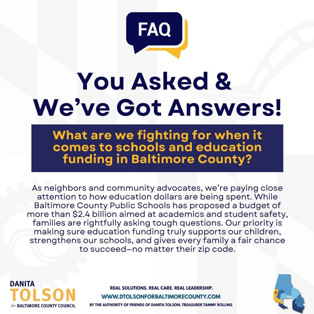 As neighbors and community advocates, we&rsquo;re paying close attention to how education dollars are being spent. While Baltimore County Public Schools has proposed a budget of more than $2.4 billion aimed at academics and student safety, families a
