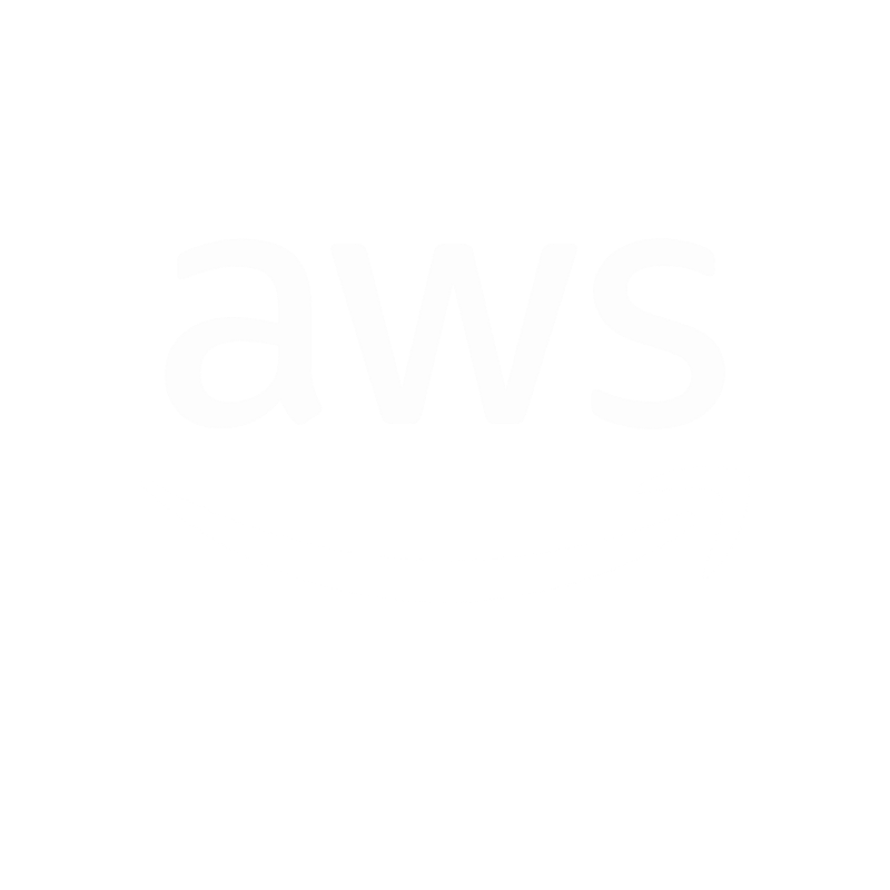 Amazon Web Services (AWS) logo with white text and smile underneath on black background.