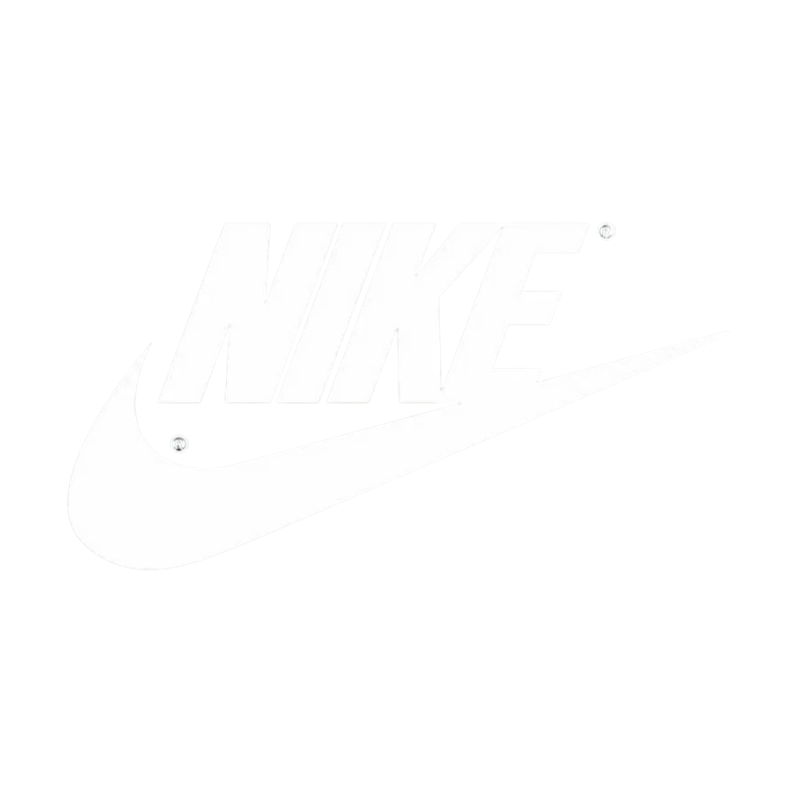 Black background with the white Nike logo, featuring the word 'NIKE' in bold letters above a swoosh.