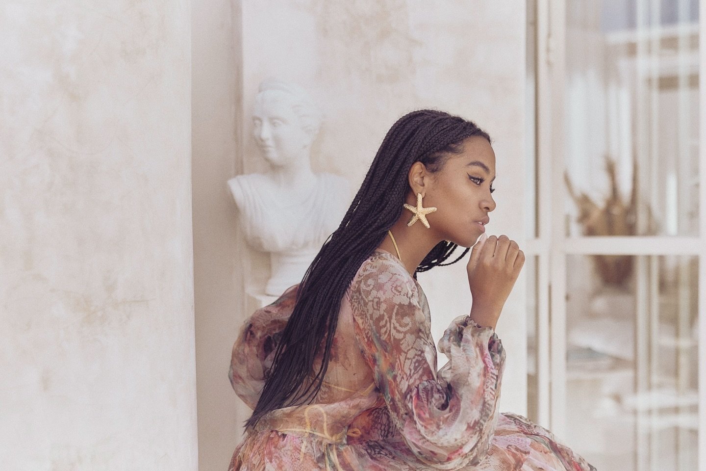 A Beautiful hour in the studio with @michelle.okwara 
in a most beautiful fabulous space @nomadastudiobali 
wearing beautiful @your.zaman 🌟 
@wildmarygold dress in Beautiful Berewa Bali