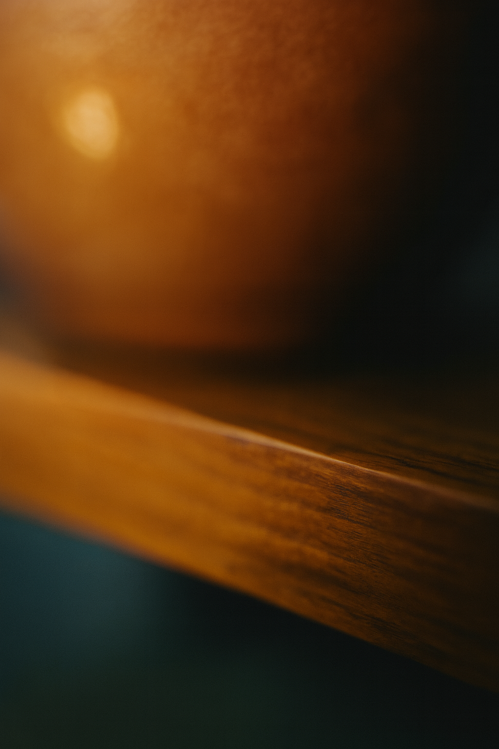Warm abstract close-up of a wooden surface with soft orange and teal tones.