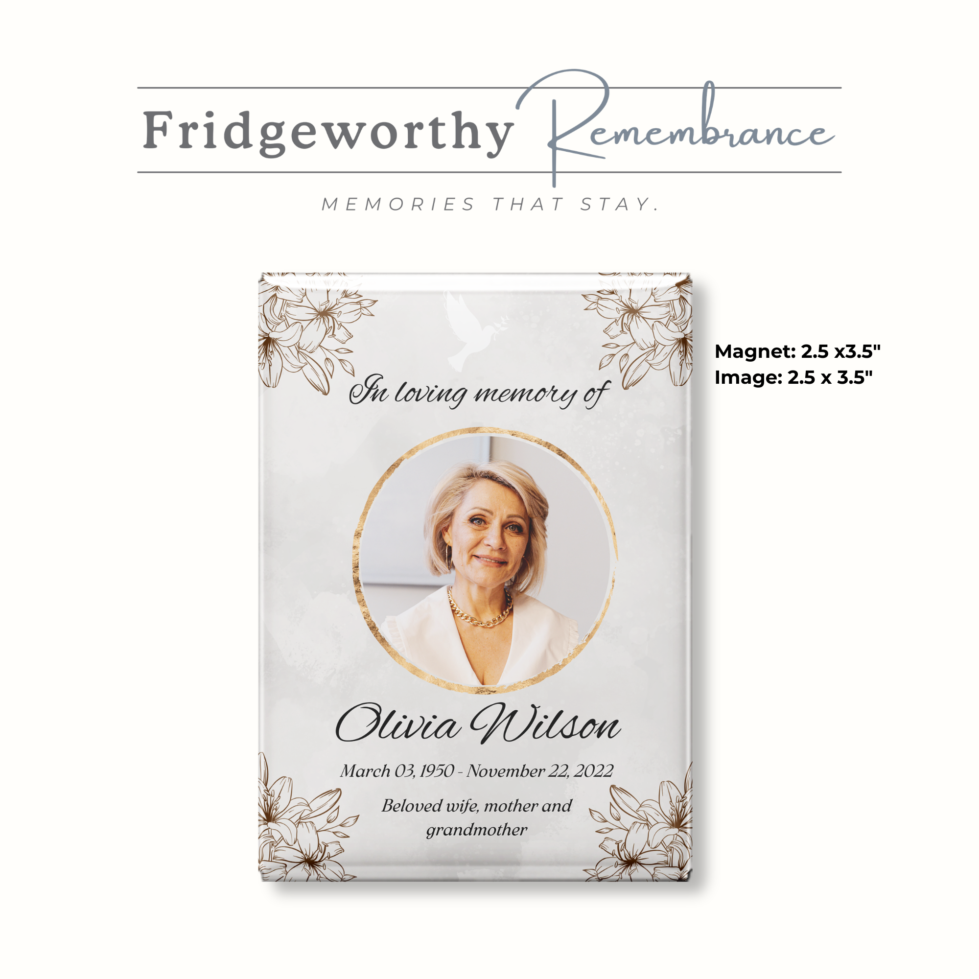 Softly Remembered - Custom Memorial Photo Magnet – Celebration of Life Keepsake (Canada)