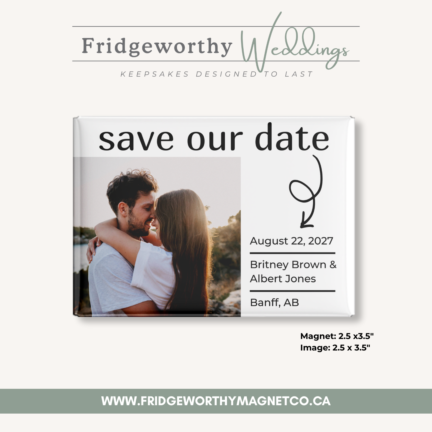 Muskoka Pines – 3.5" x 2.5" Personalized Keepsake Magnet for Wedding Save the Date