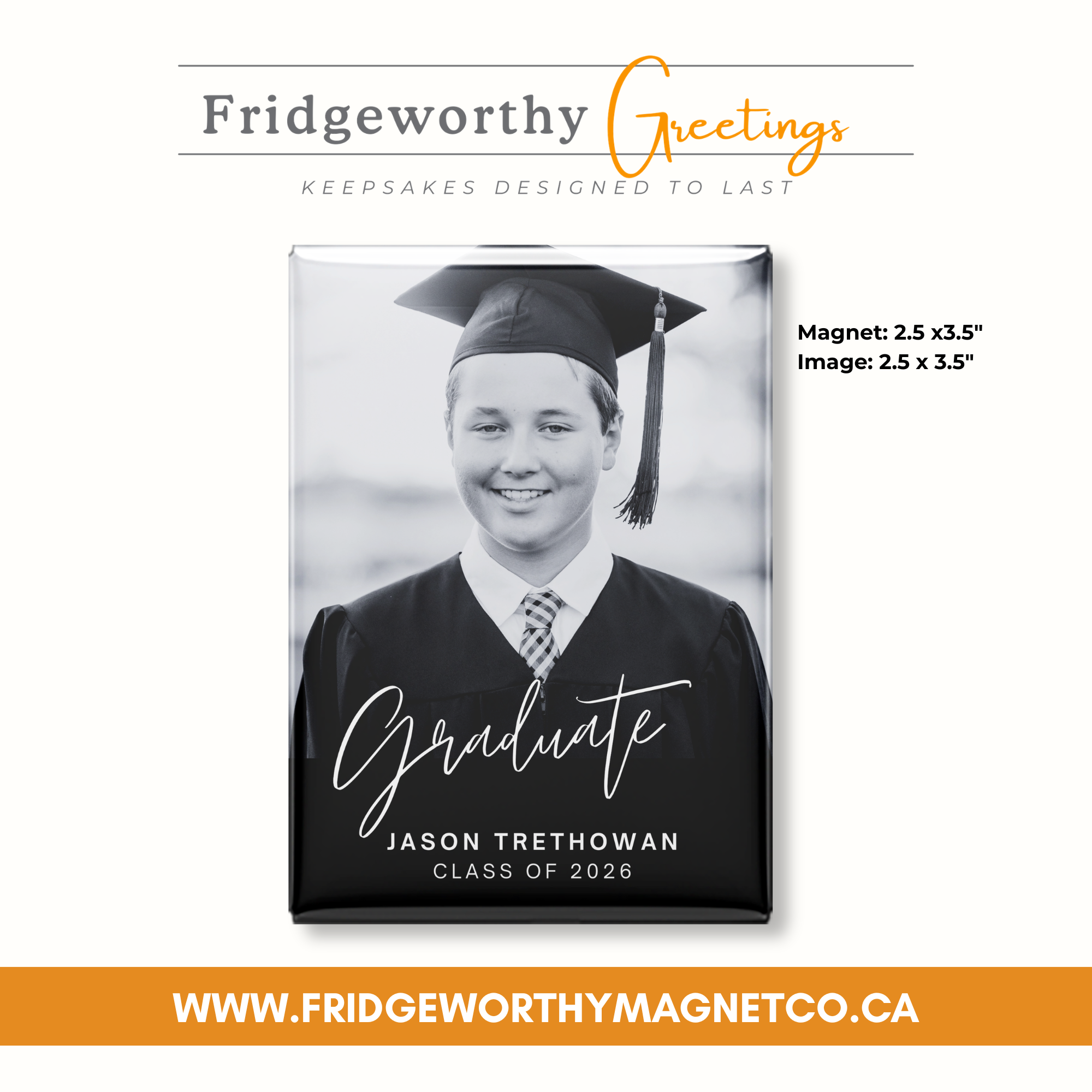 The Monochrome Graduate - Custom Keepsake Graduation Photo Magnets Canada