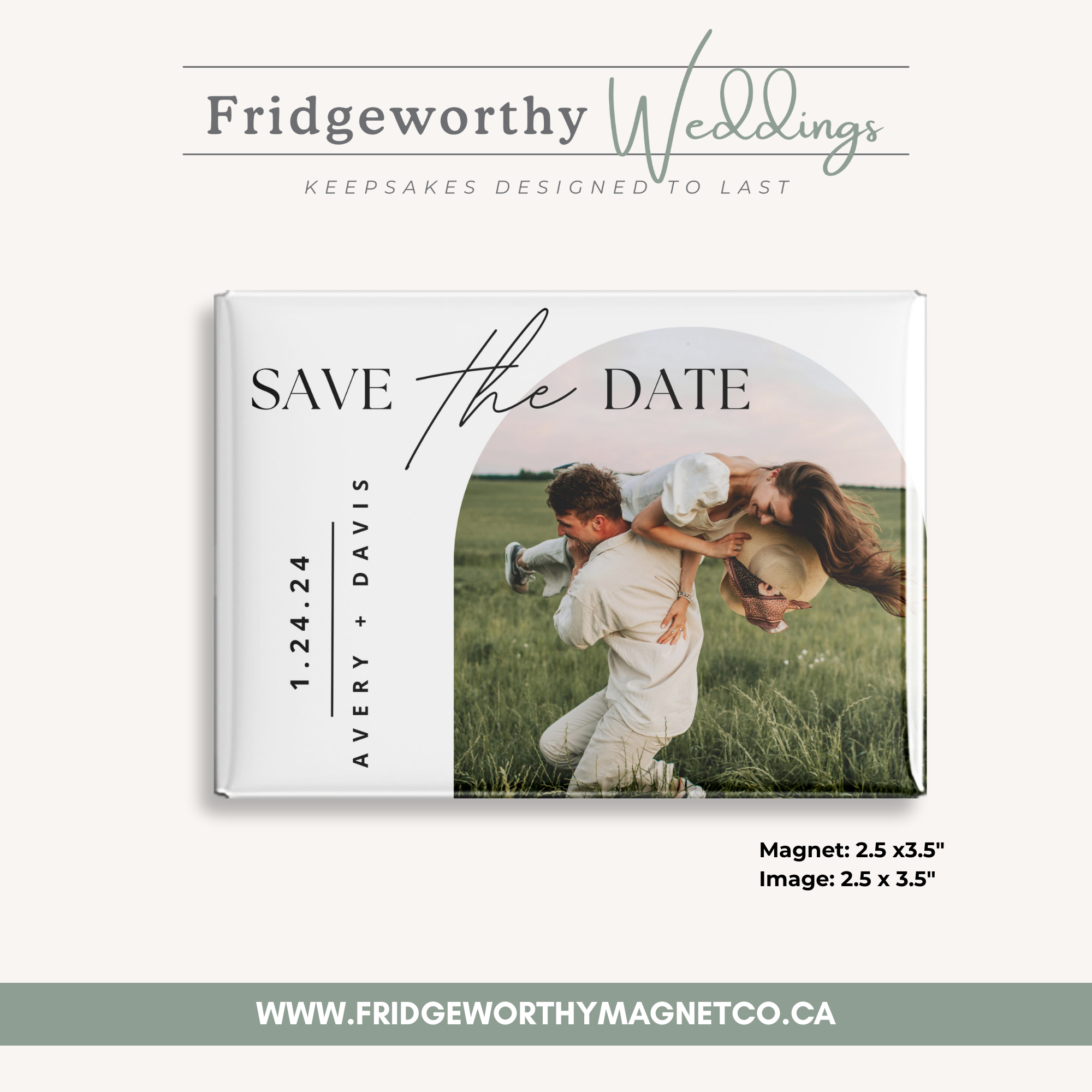 Jasper Twilight – 3.5" x 2.5" Personalized Keepsake Magnet for Wedding Save the Date