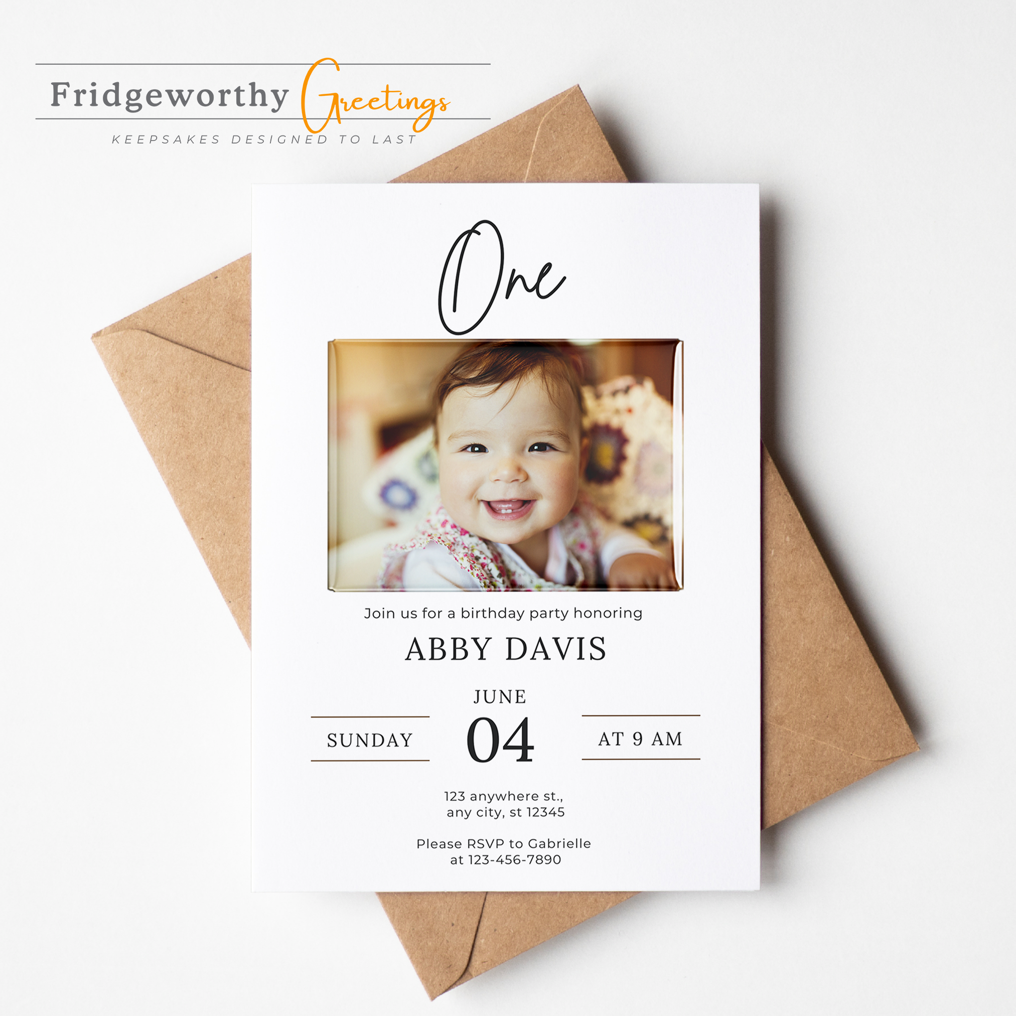 The Wonder Year - First Birthday Invitation + Keepsake Custom Photo Magnet for Canadian Families