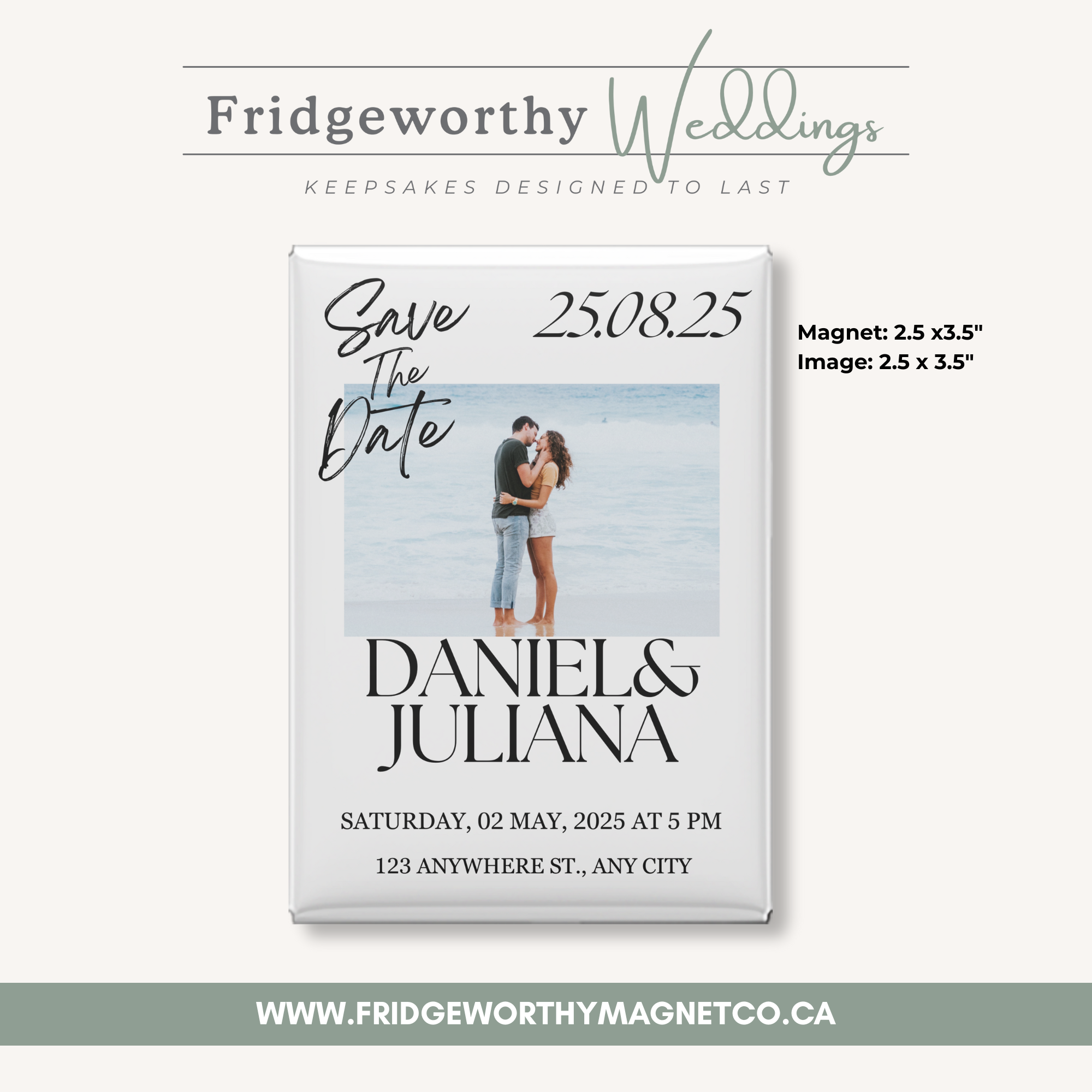 Maple and Lace – 2.5" x 3.5" Personalized Keepsake Magnet for Wedding Save the Date