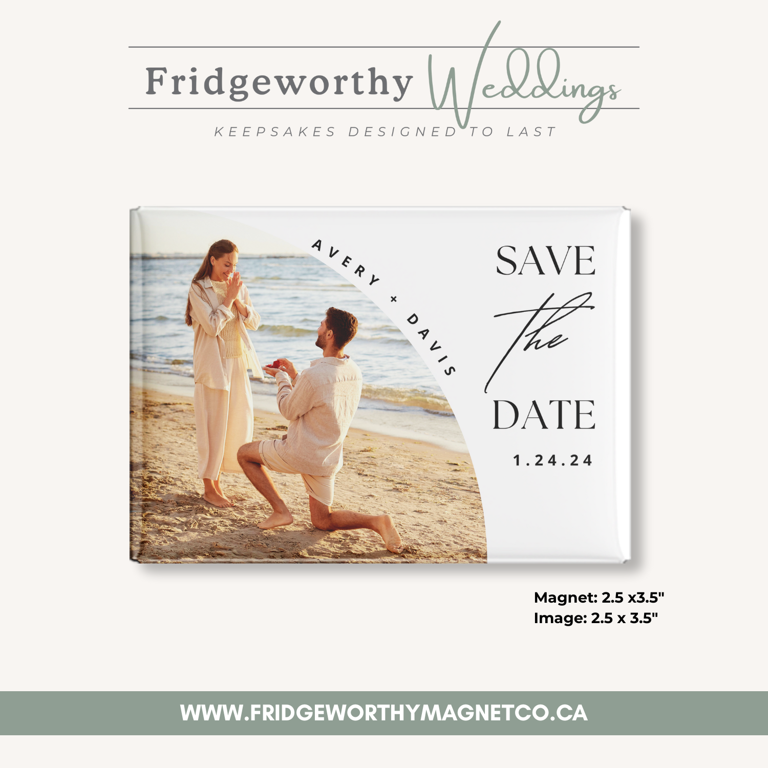 Tofino Tides – 3.5" x 2.5" Personalized Keepsake Magnet for Wedding Save the Date