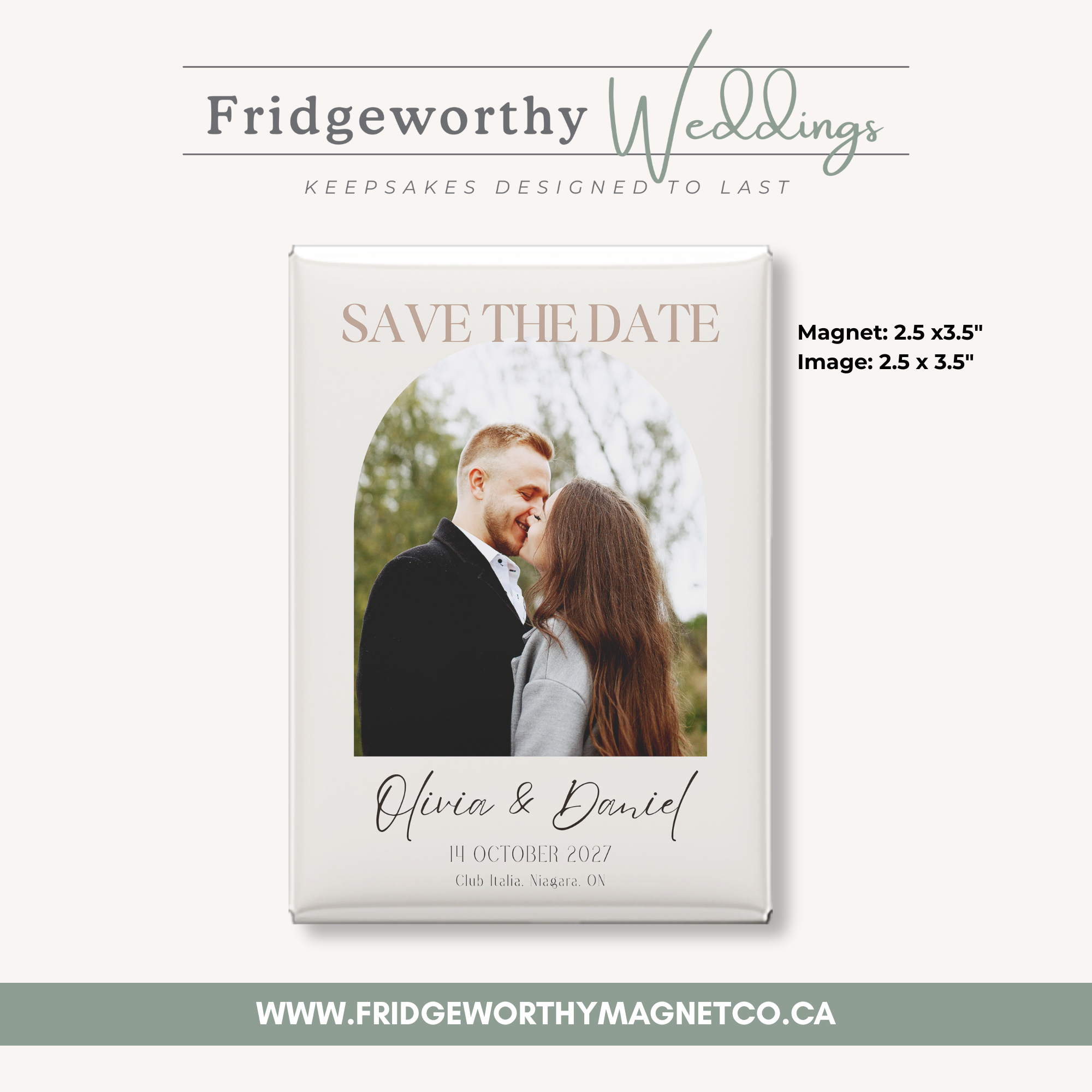 Okanagan Gold – 2.5" x 3.5" Personalized Keepsake Magnet for Wedding Save the Date