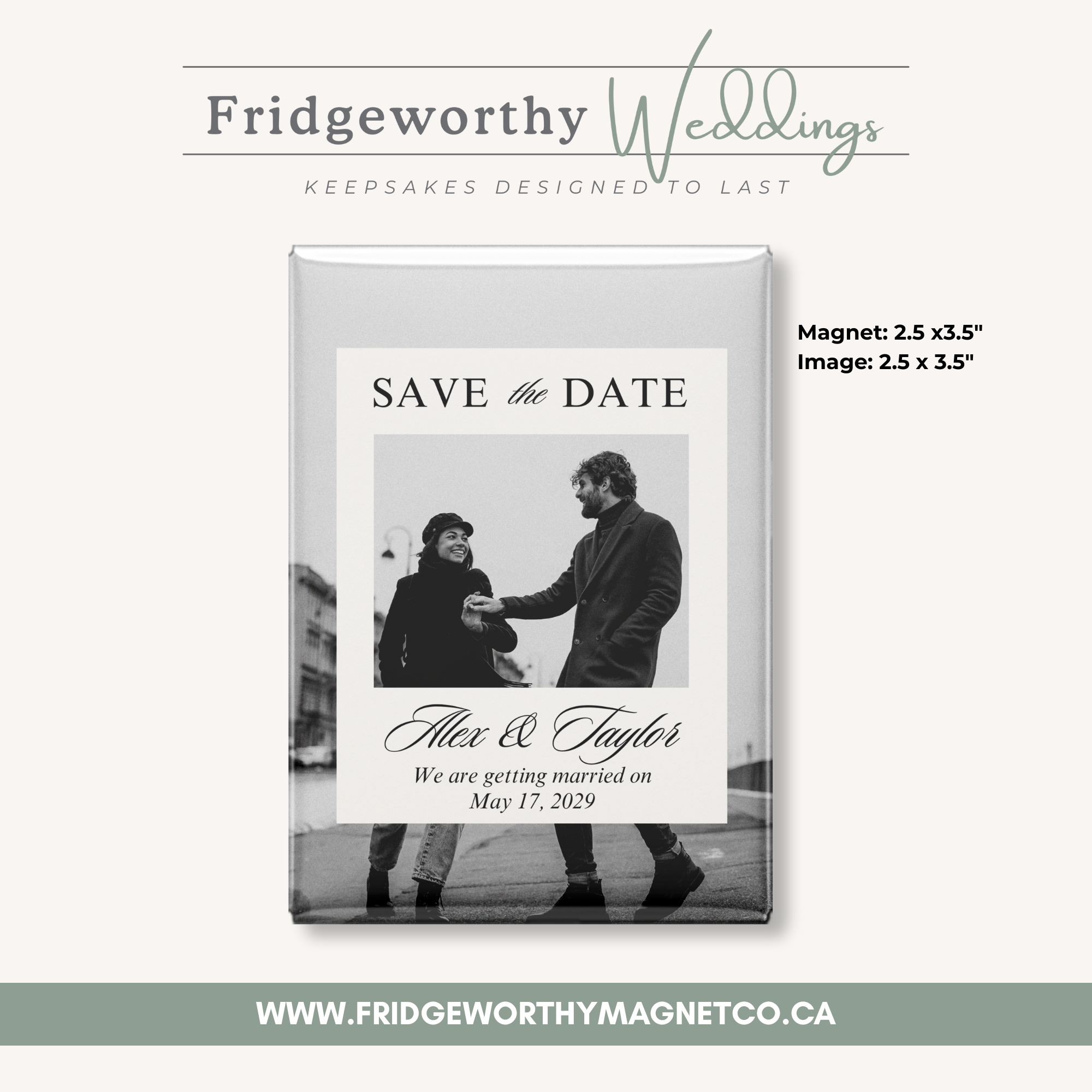 Lake Louise Pearl – 2.5" x 3.5" Personalized Keepsake Magnet for Wedding Save the Date