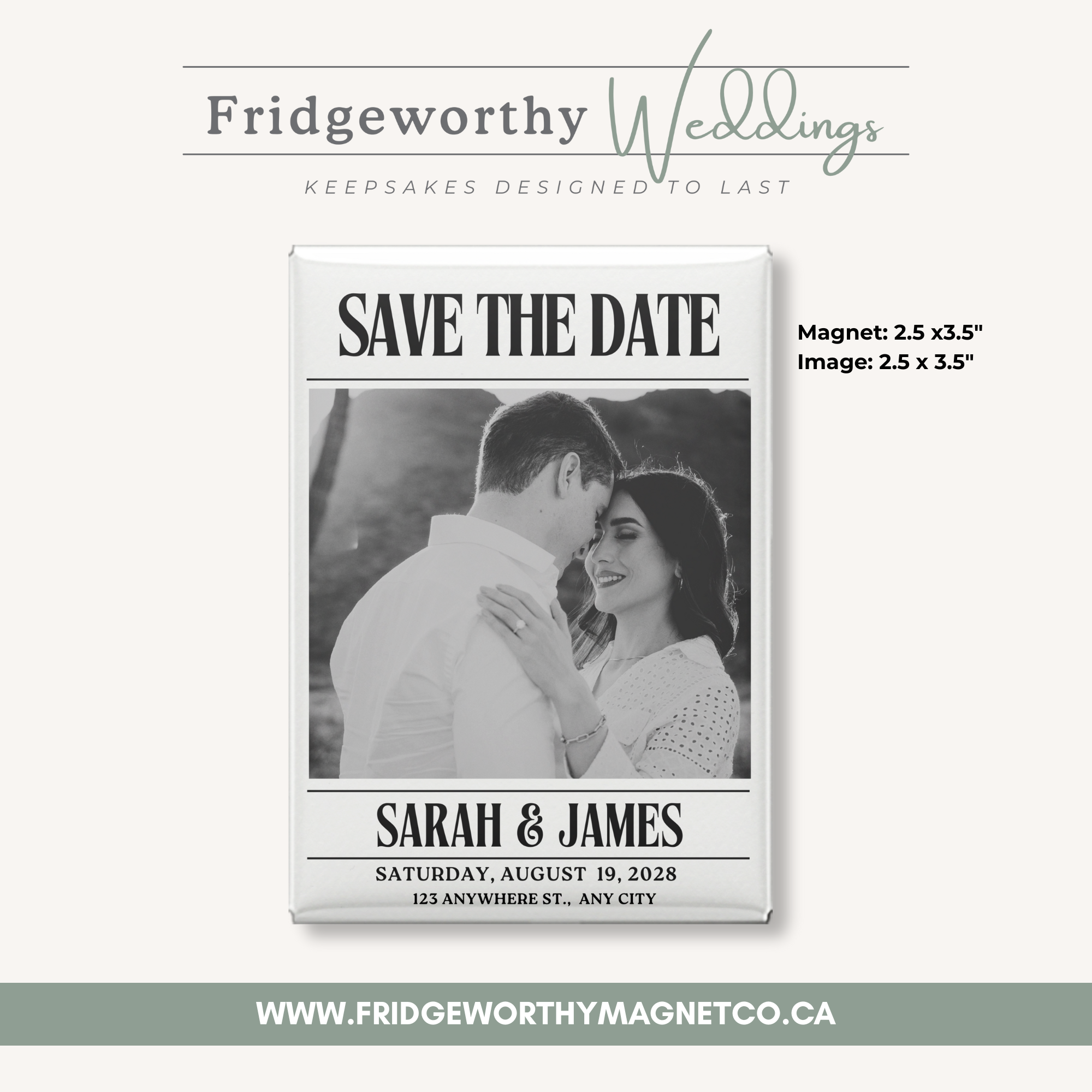 Ottawa Ivory – 2.5" x 3.5" Personalized Keepsake Magnet for Wedding Save the Date
