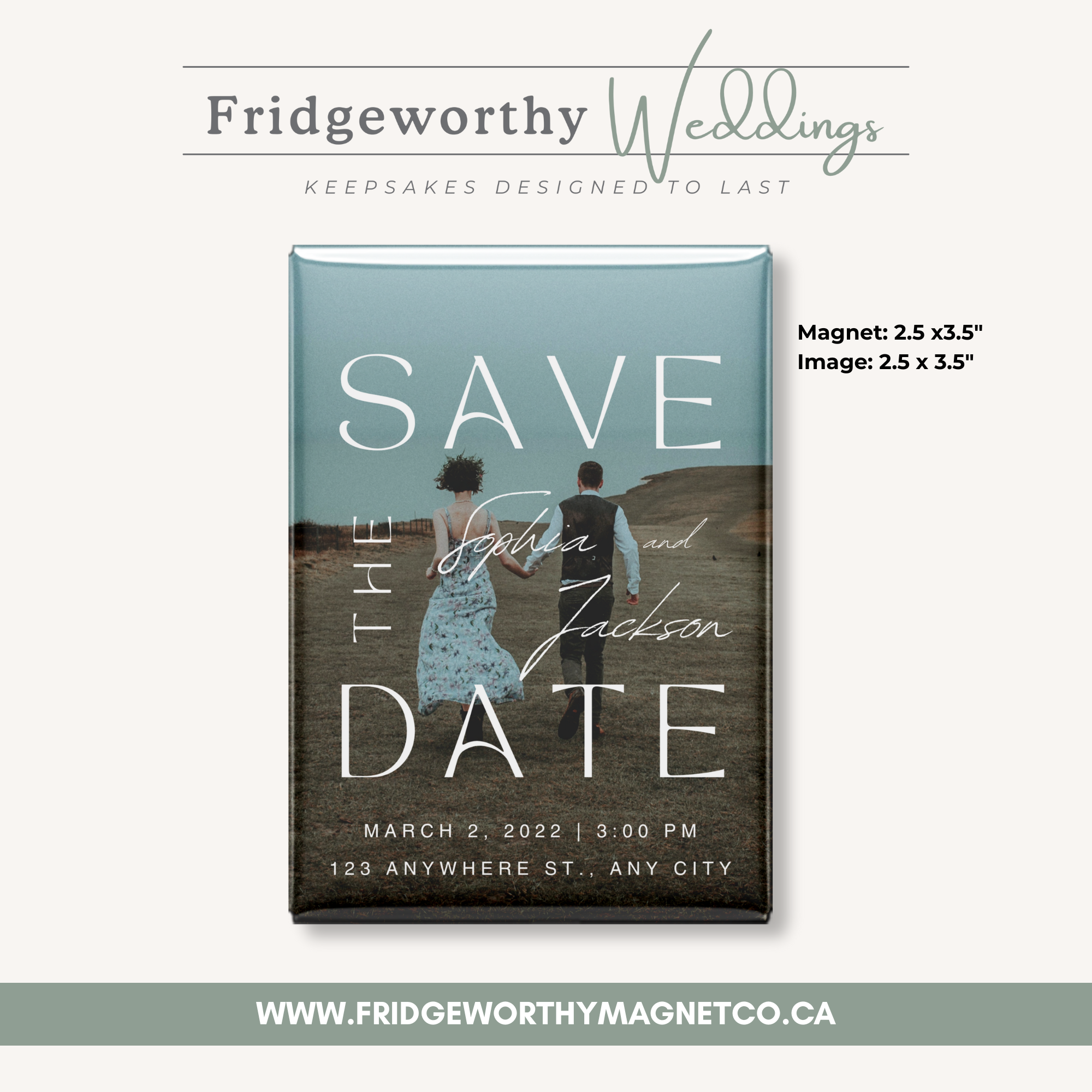 Hamilton Heritage – 2.5" x 3.5" Personalized Keepsake Magnet for Wedding Save the Date