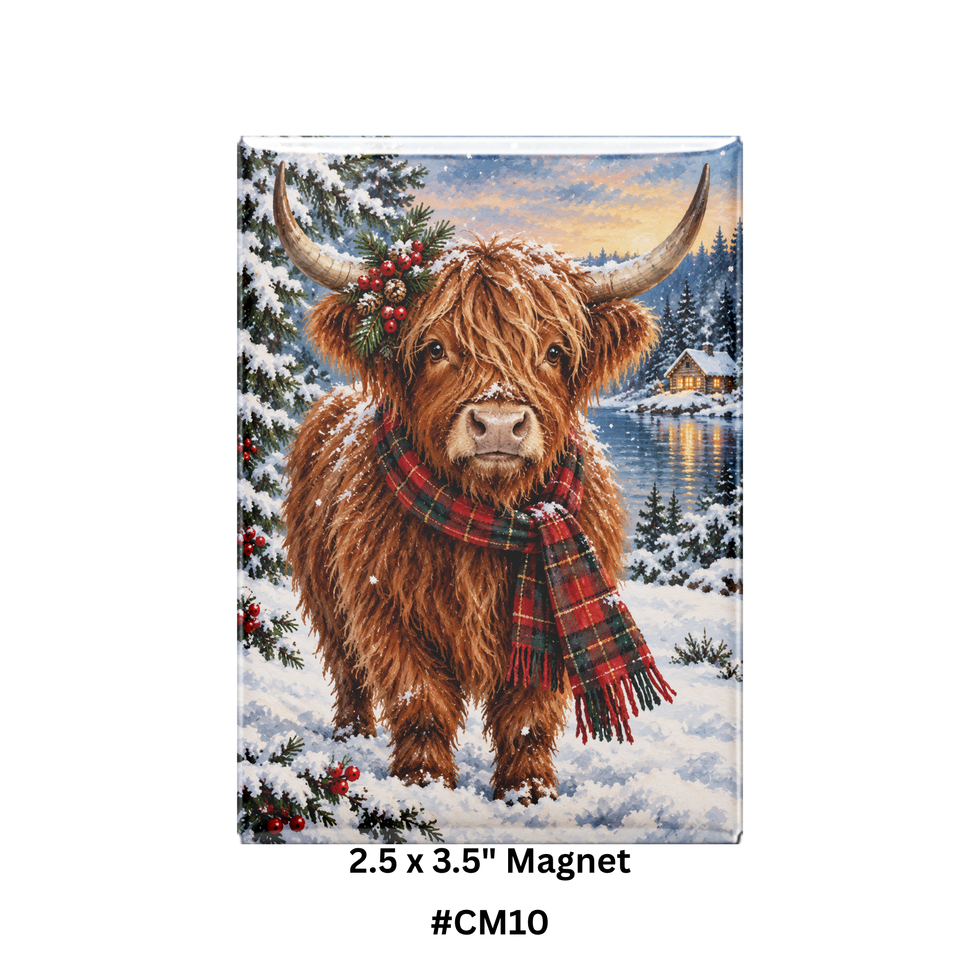 Highland Christmas – Festive Highland Cow Magnet