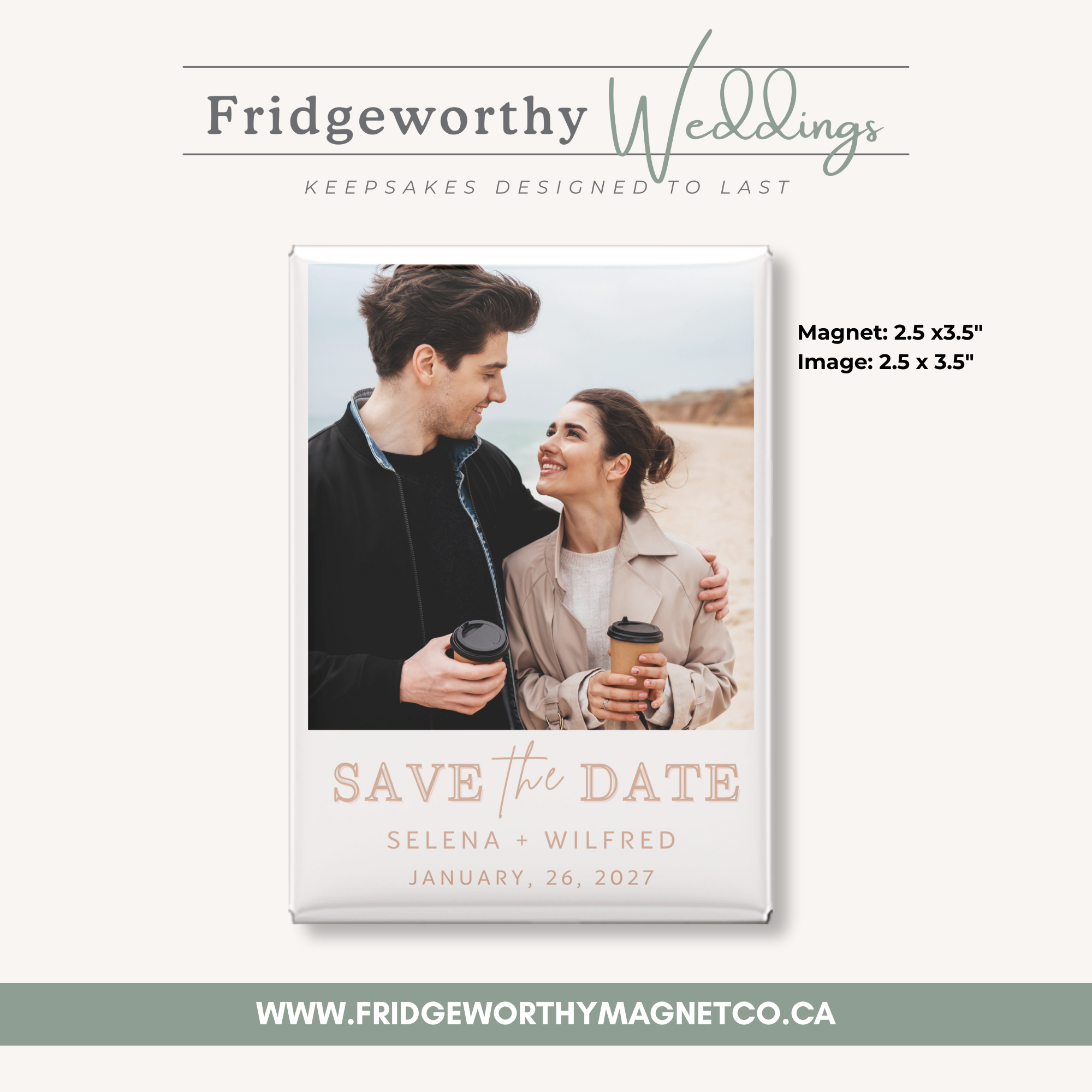 Niagara Blush – 2.5" x 3.5" Personalized Keepsake Magnet for Wedding Save the Date