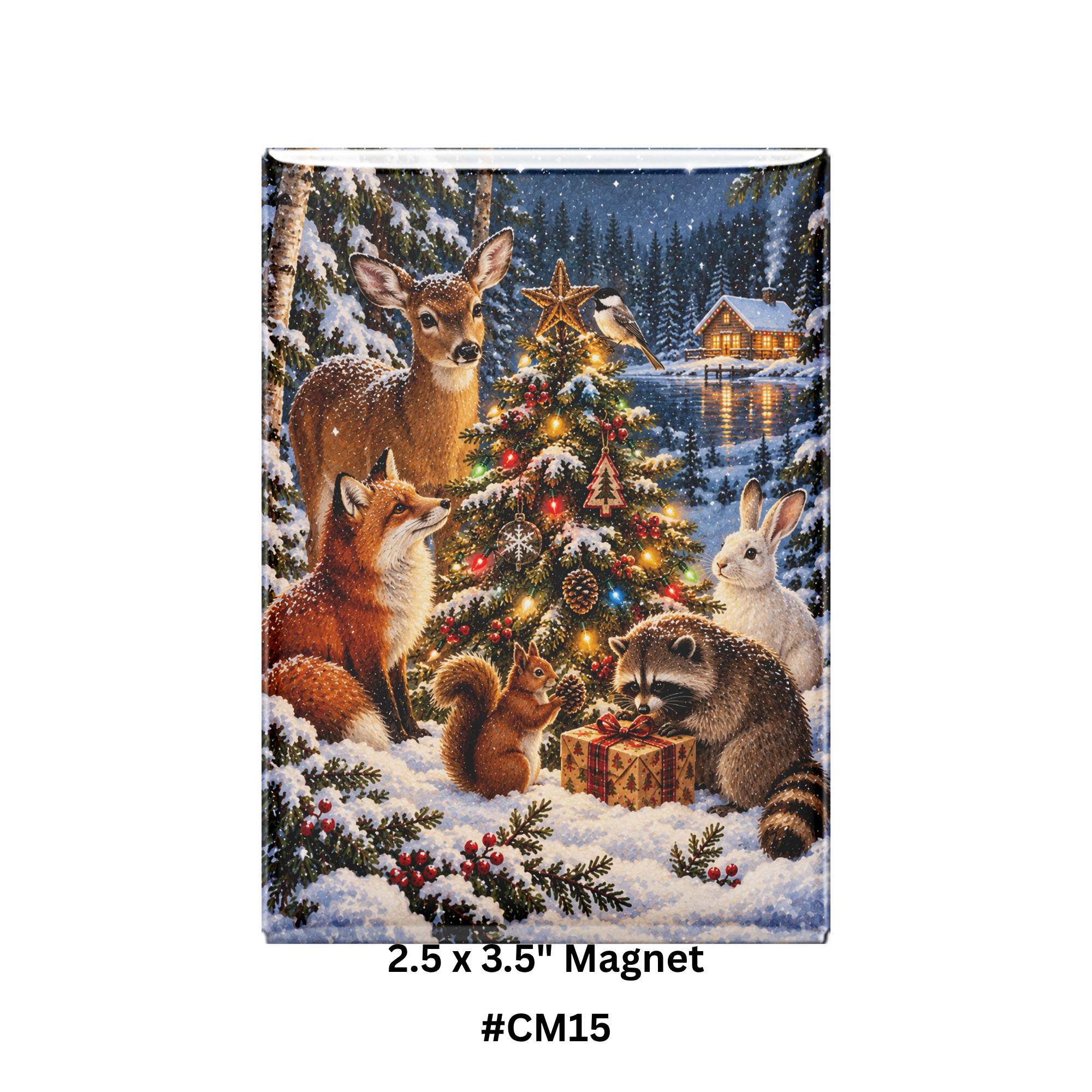 Christmas in the Woods – Festive Wildlife Magnet