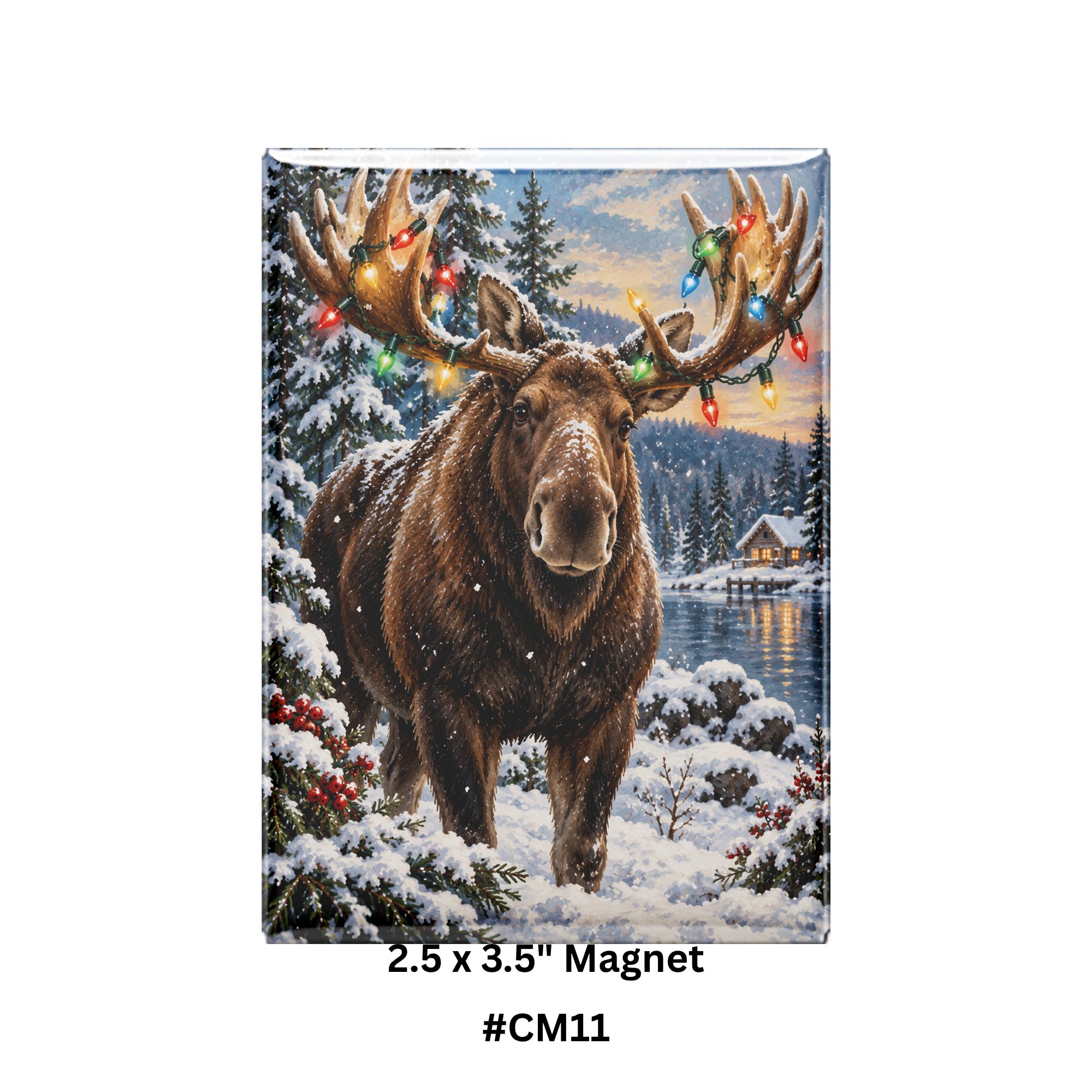 Merry Christmoose – Christmas Lights Moose Magnet