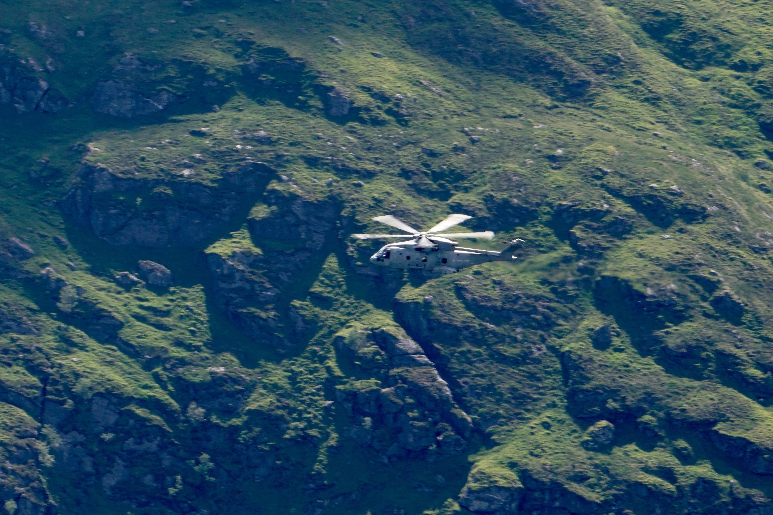 Royal Navy Merlin in the Arrochar Alps, below The Cobbler [Ben Arthur]