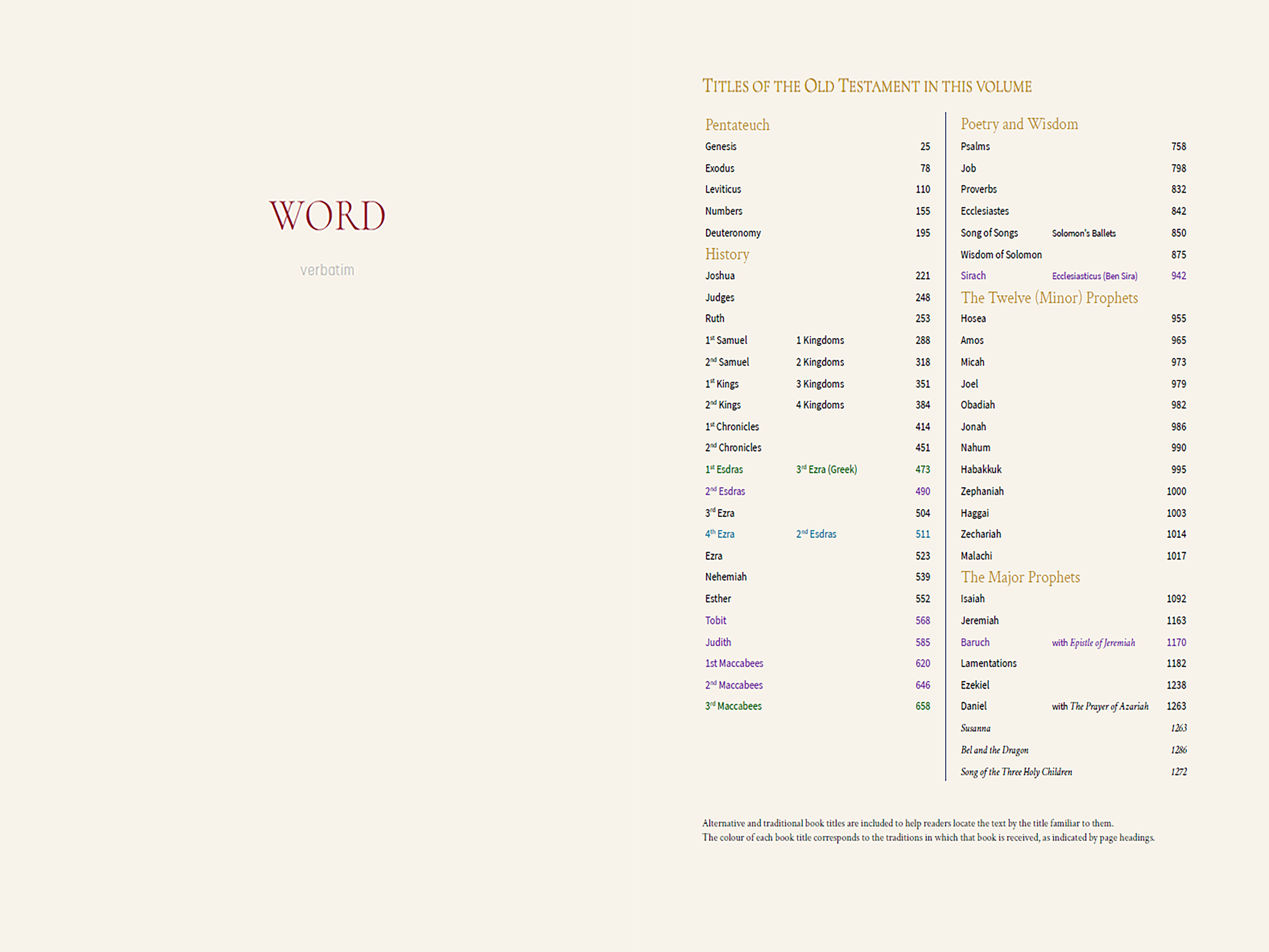 Word Verbatim full list of books