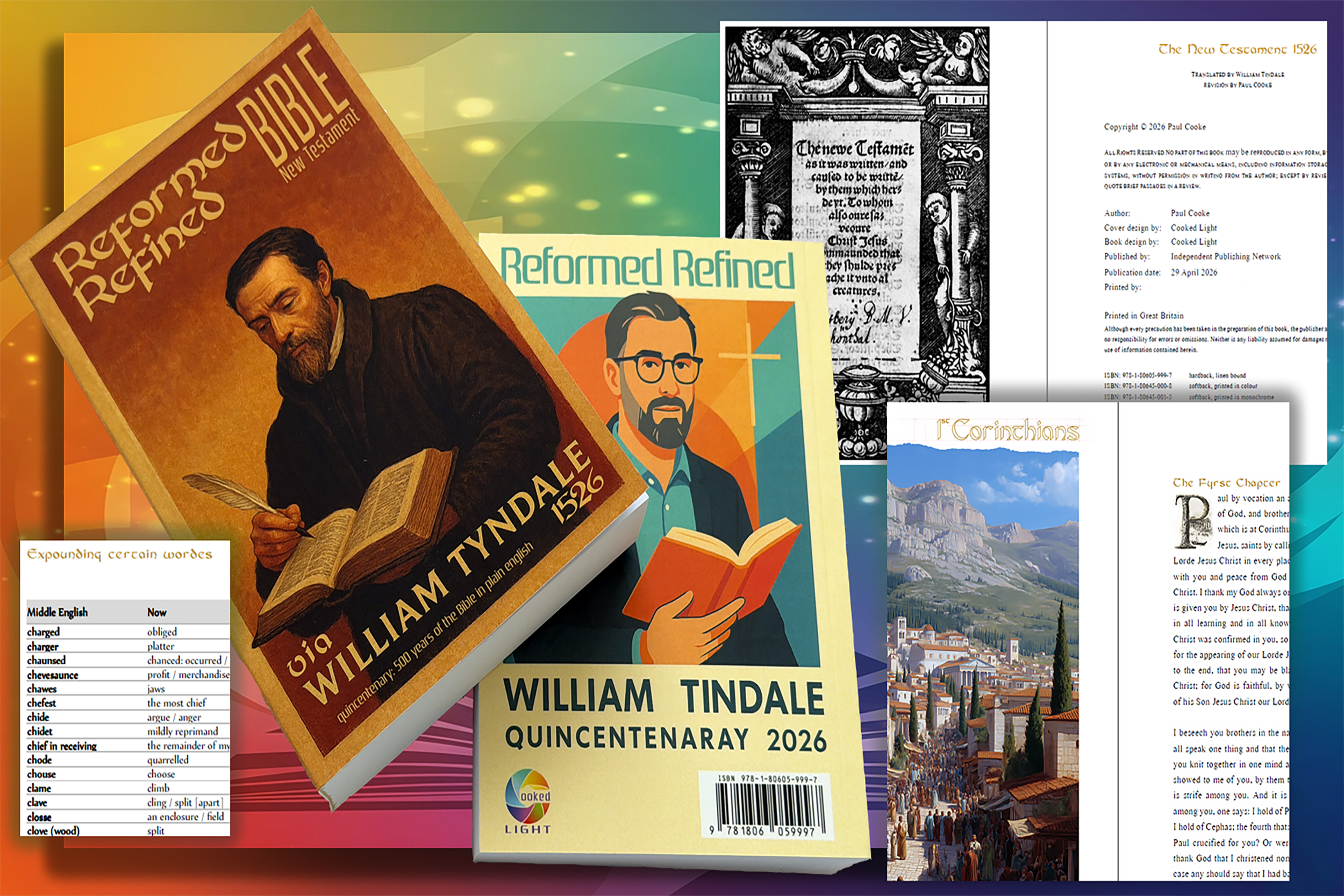 RRNT in an earlier iteration of the cover design, where William is imagined in 1526 and 2026.