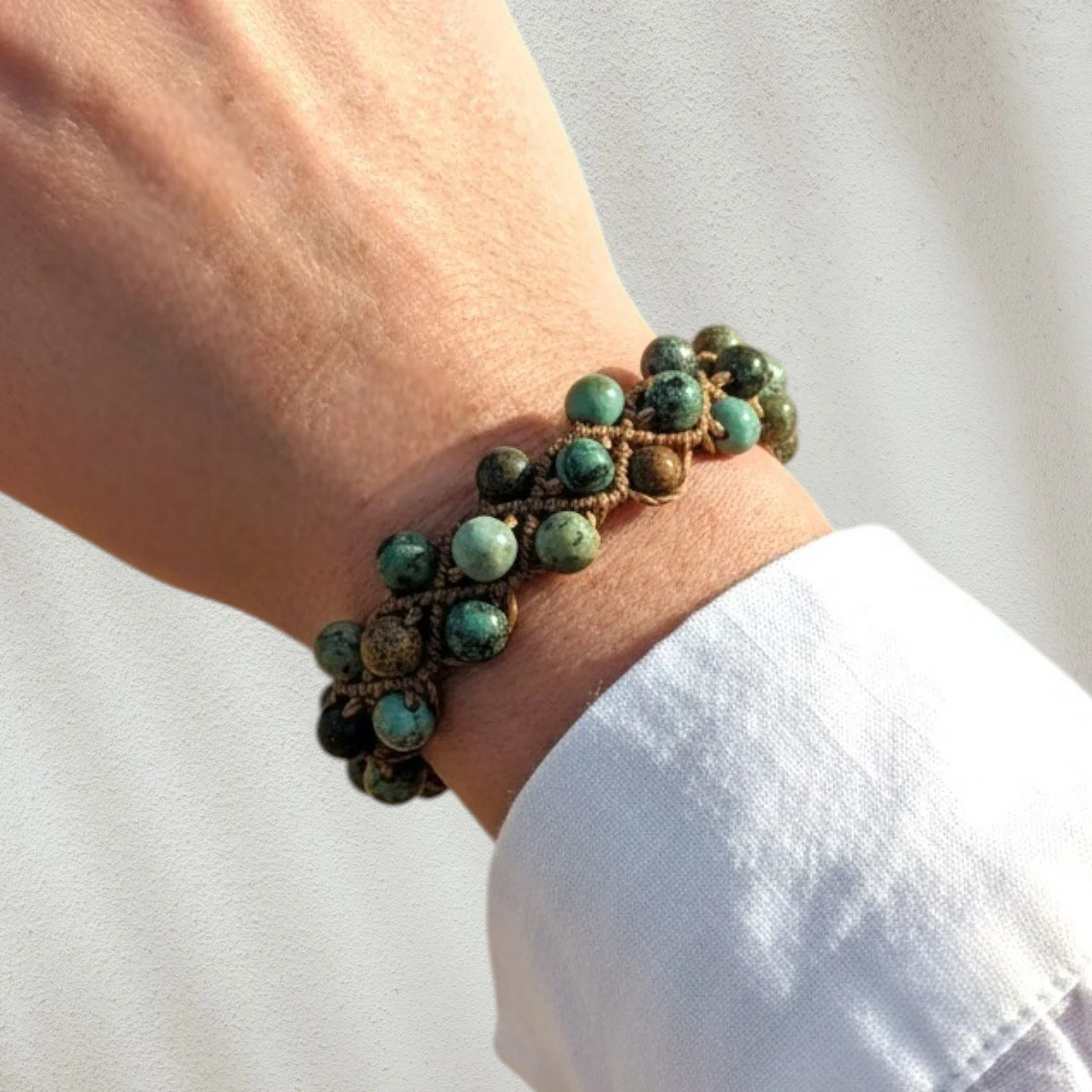High Desert African Turquoise Macrame Bracelet