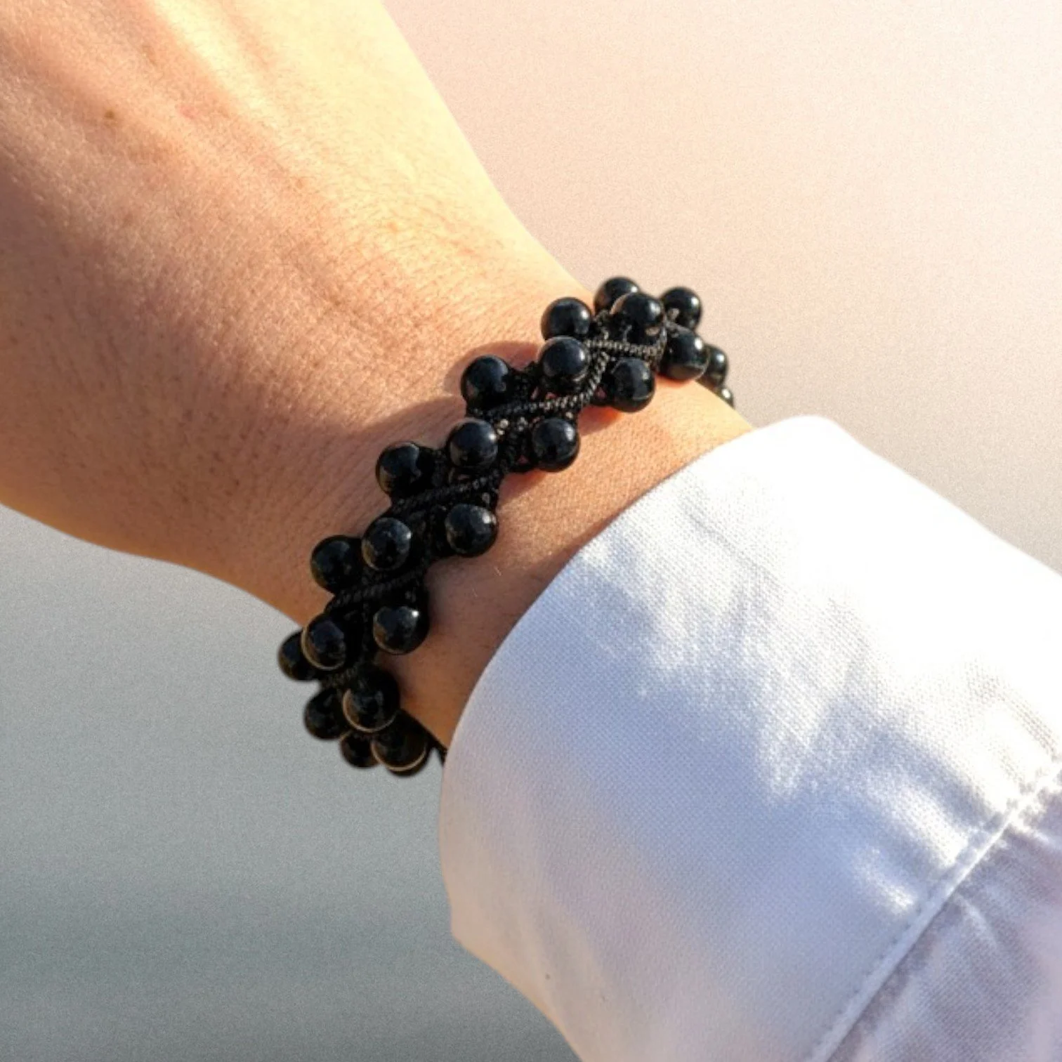 Shadow Black Onyx Macrame Bracelet
