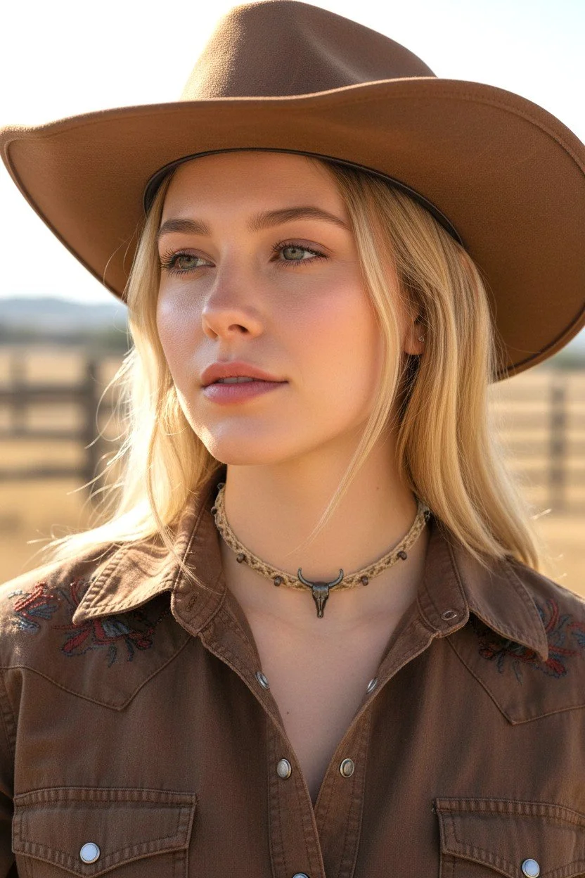 Bull Skull Western Woven Macrame Choker - Gunmetal tone