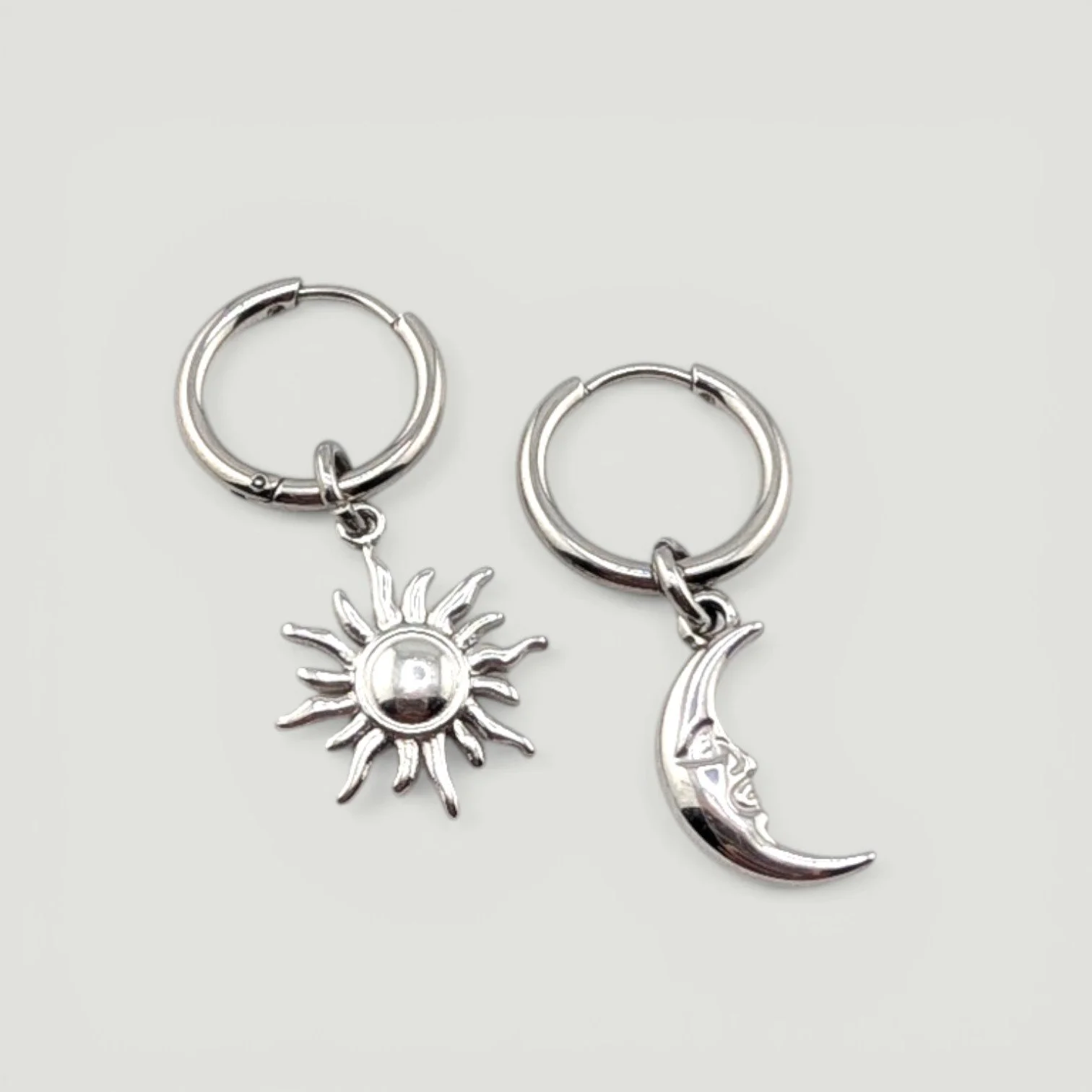 Sun & Moon Stainless Steel Huggie Hoop earrings - Gold or Silver