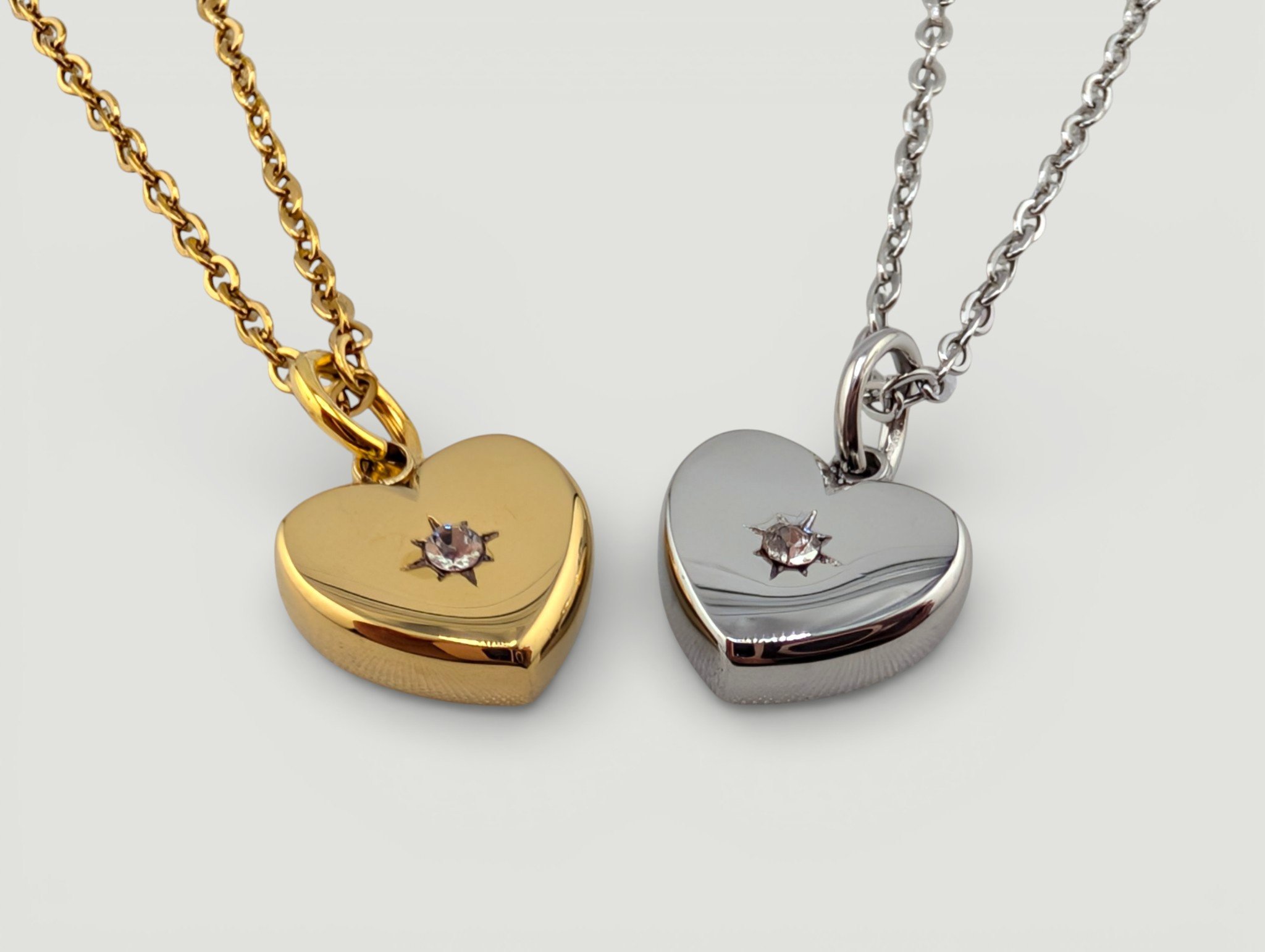 Starburst Heart Stainless Steel Necklace - Gold or Silver