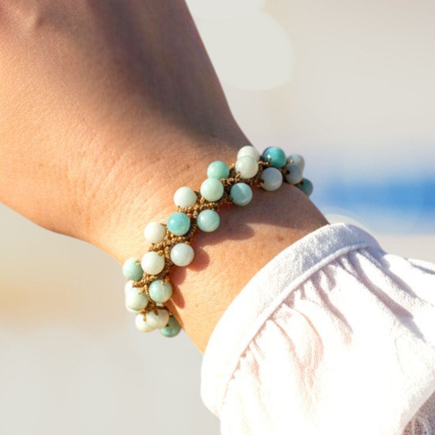 Prairie Sky Amazonite Macrame Bracelet
