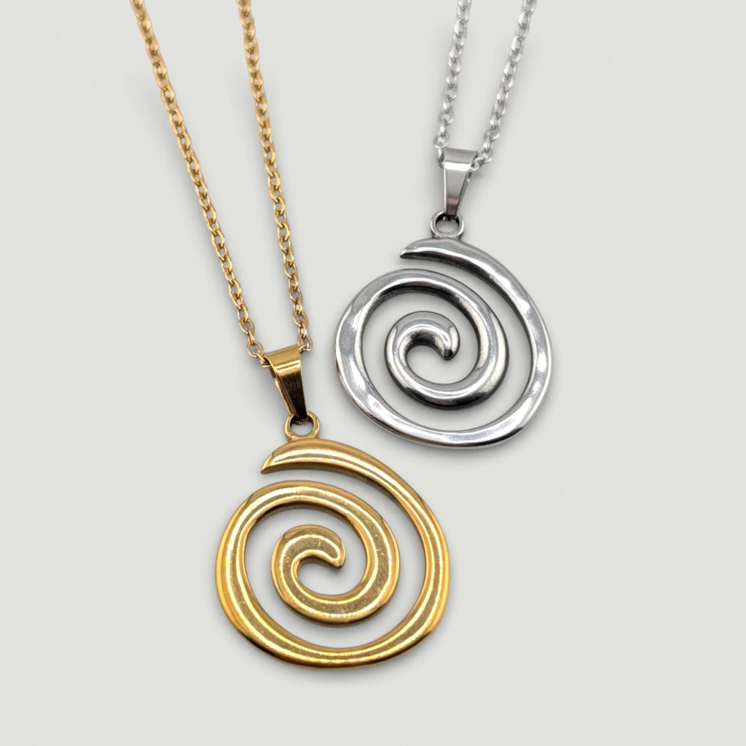 Vortex Spiral Stainless Steel Necklace - Gold or Silver