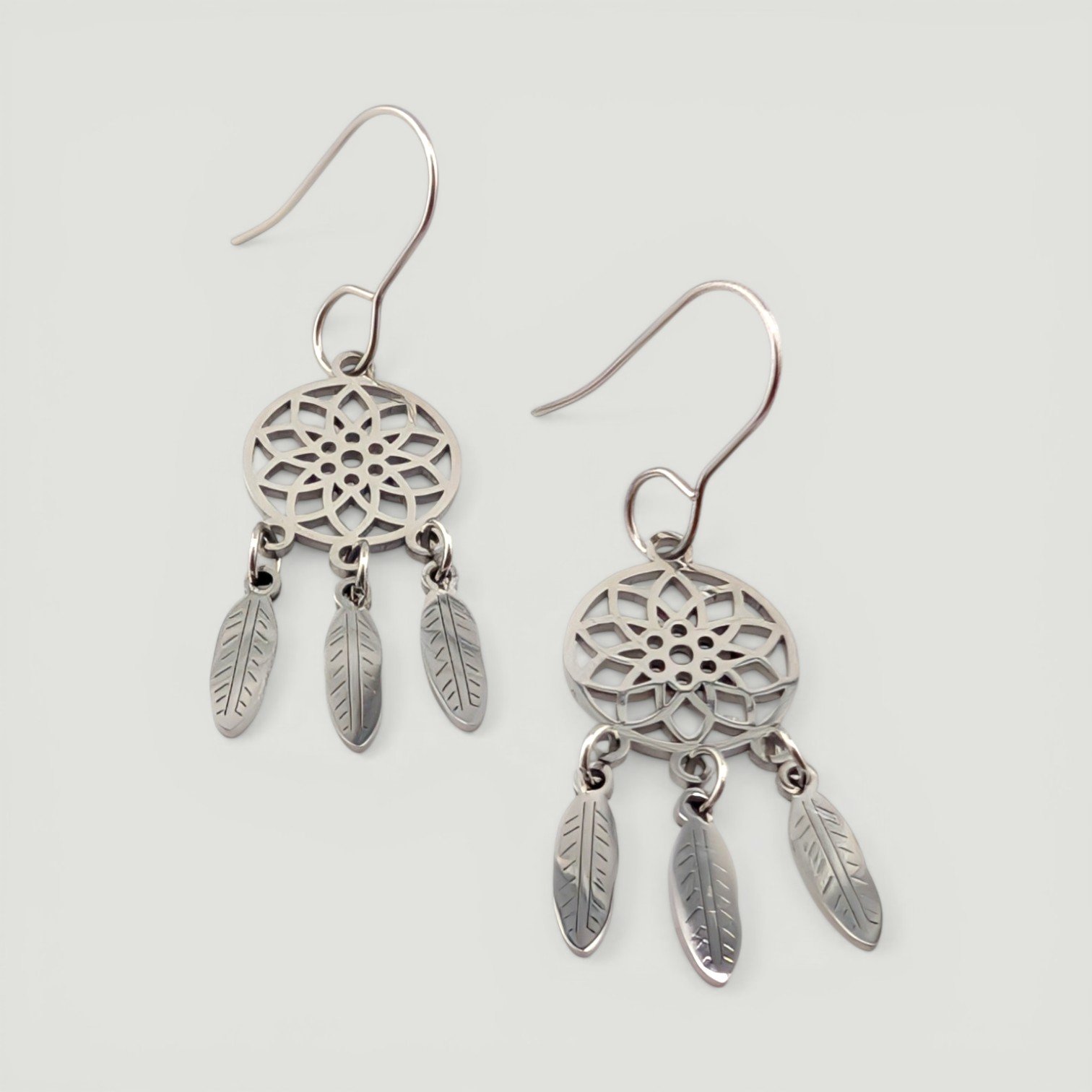 Dreamcatcher Stainless Steel Drop Earrings - Gold or Silver
