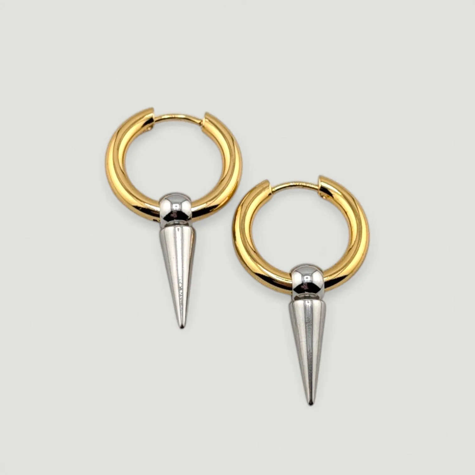 Spike Huggie Hoop Earrings - Gold, Silver or Two-Tone