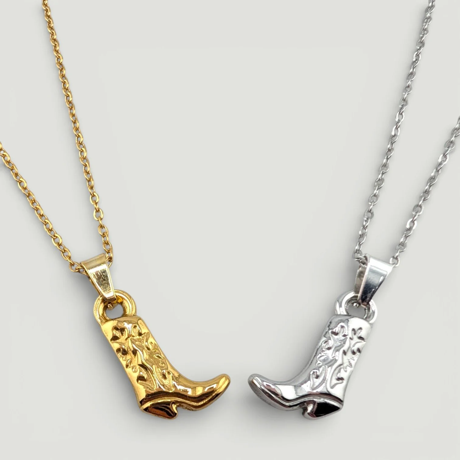 Cowboy Boot Stainless Steel Necklace - Gold or Silver