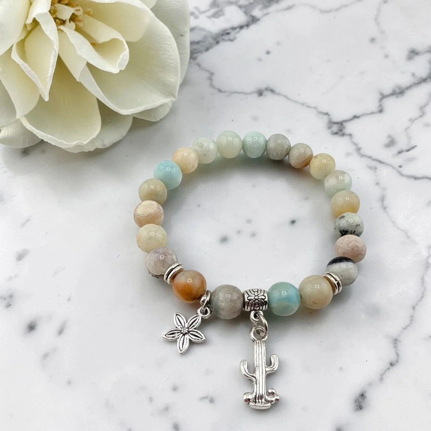 Personalized Amazonite Western Charm Bracelet