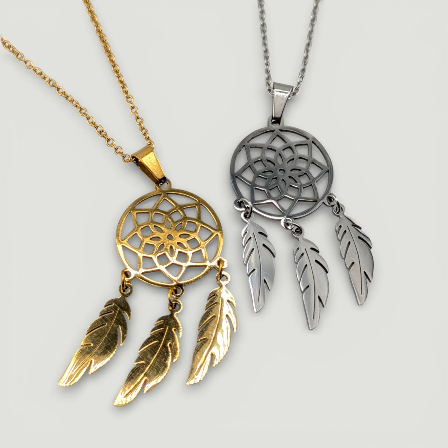 Dreamcatcher Stainless Steel Necklace - Gold or Silver