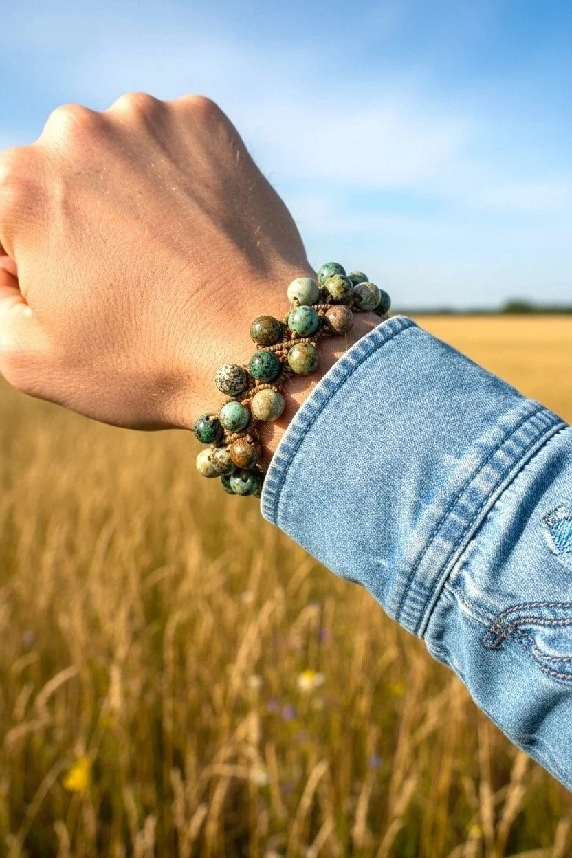 Men's Frontier African Turquoise Woven Bracelet