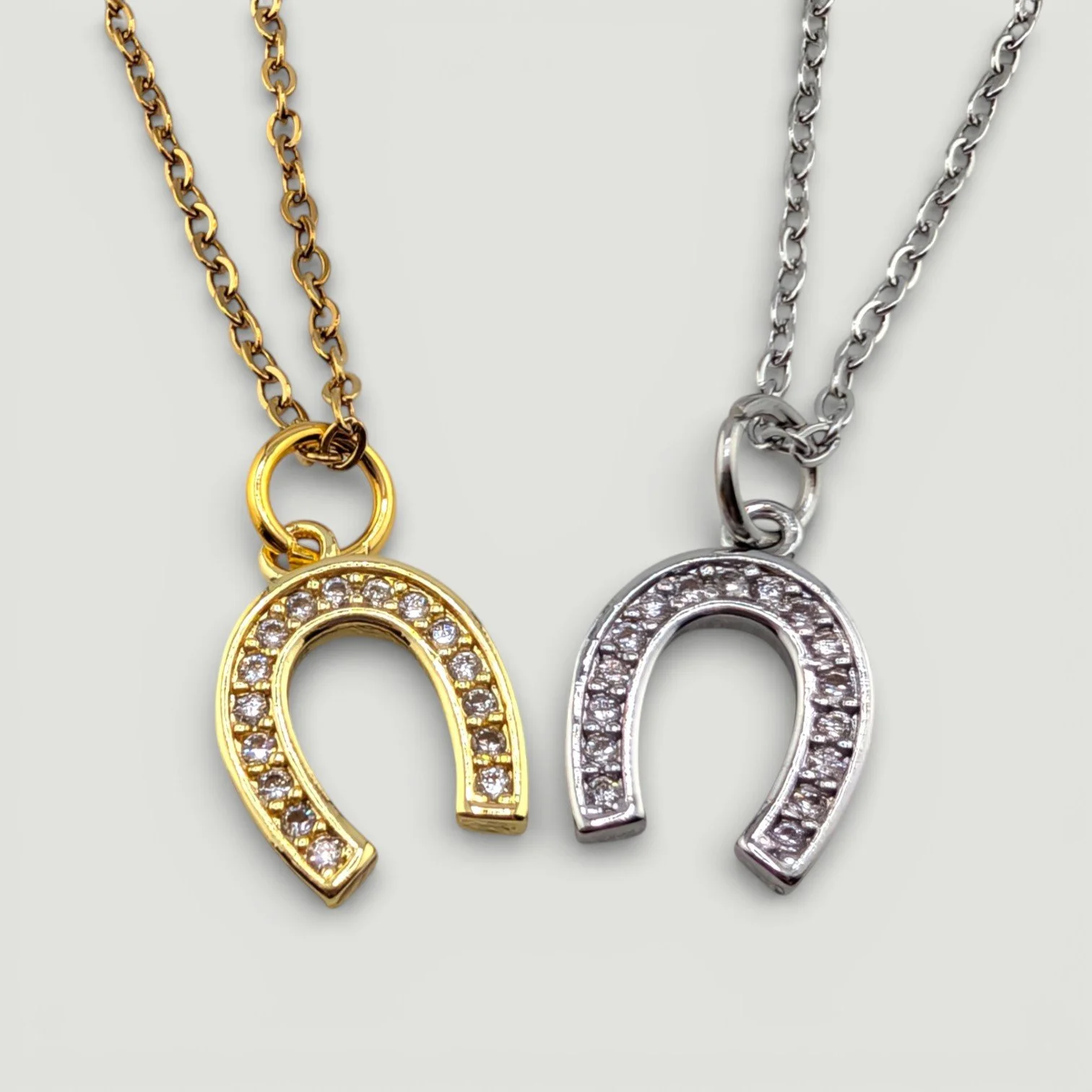 Dainty Horseshoe Rhinestone Necklace - Gold or Silver