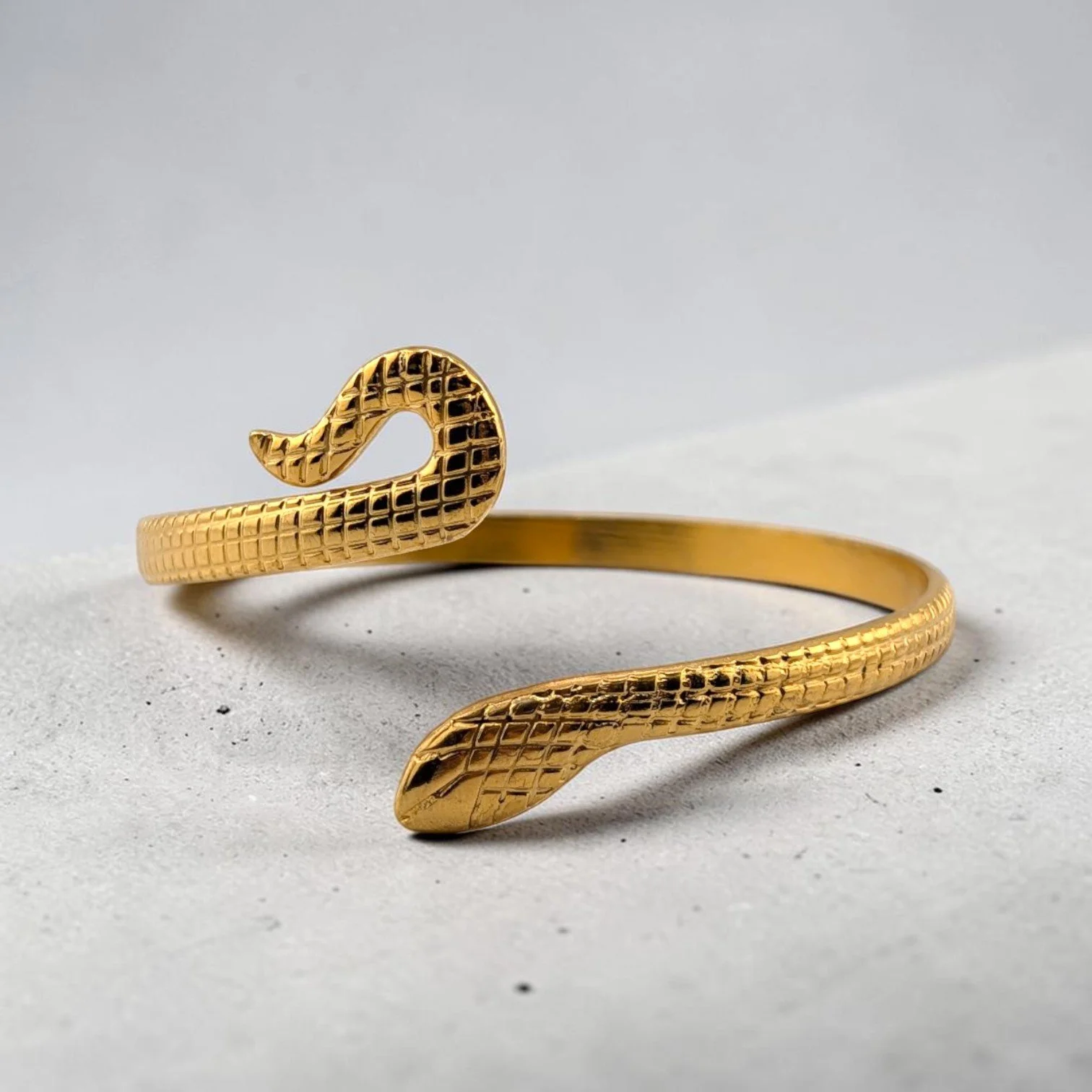 Snake Bangle Bracelet in Stainless Steel - Gold or Silver