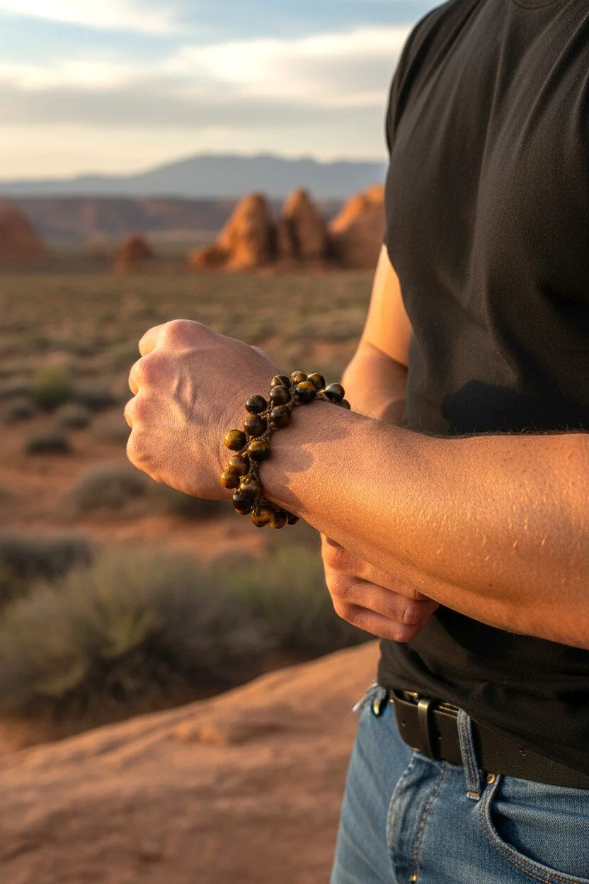 Men's Desert Tiger Eye Woven Bracelet