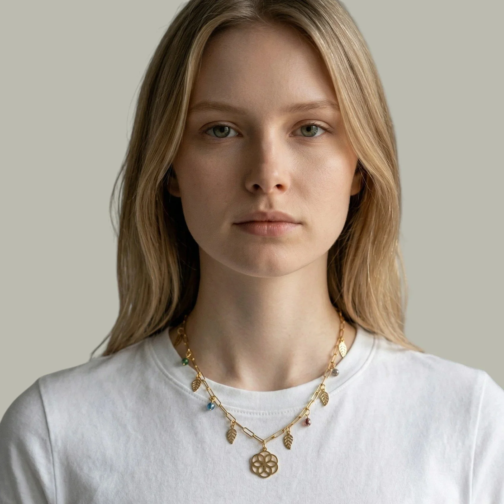 Seed of Life Stainless Steel Charm Necklace - Gold