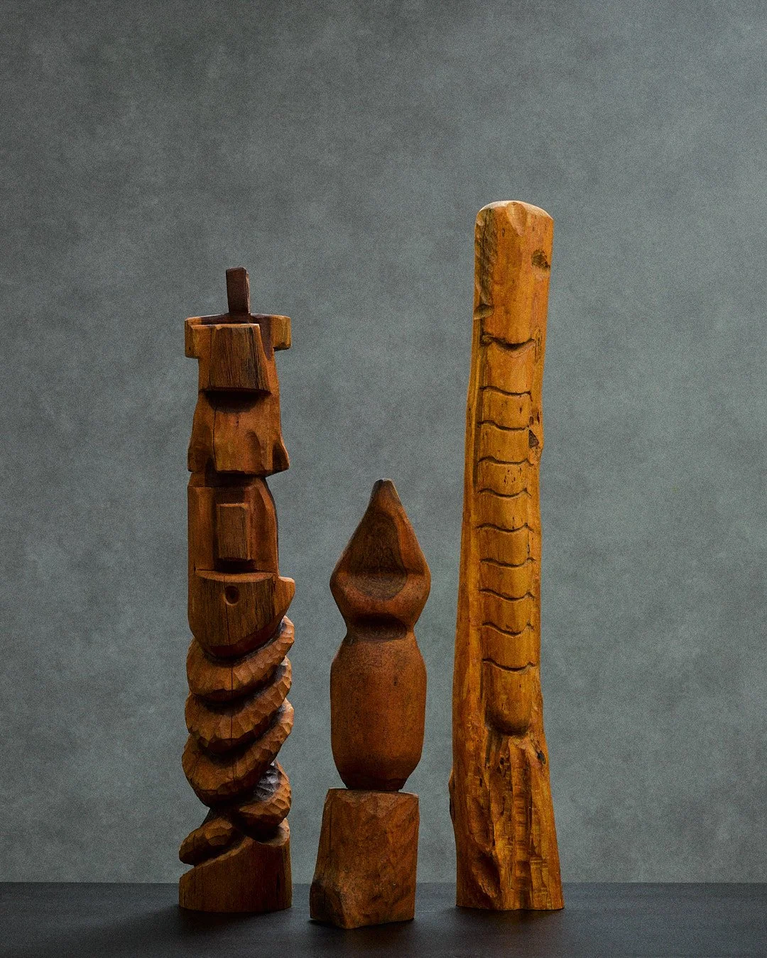 assorted wooden sculptures, signed "Wilsta"